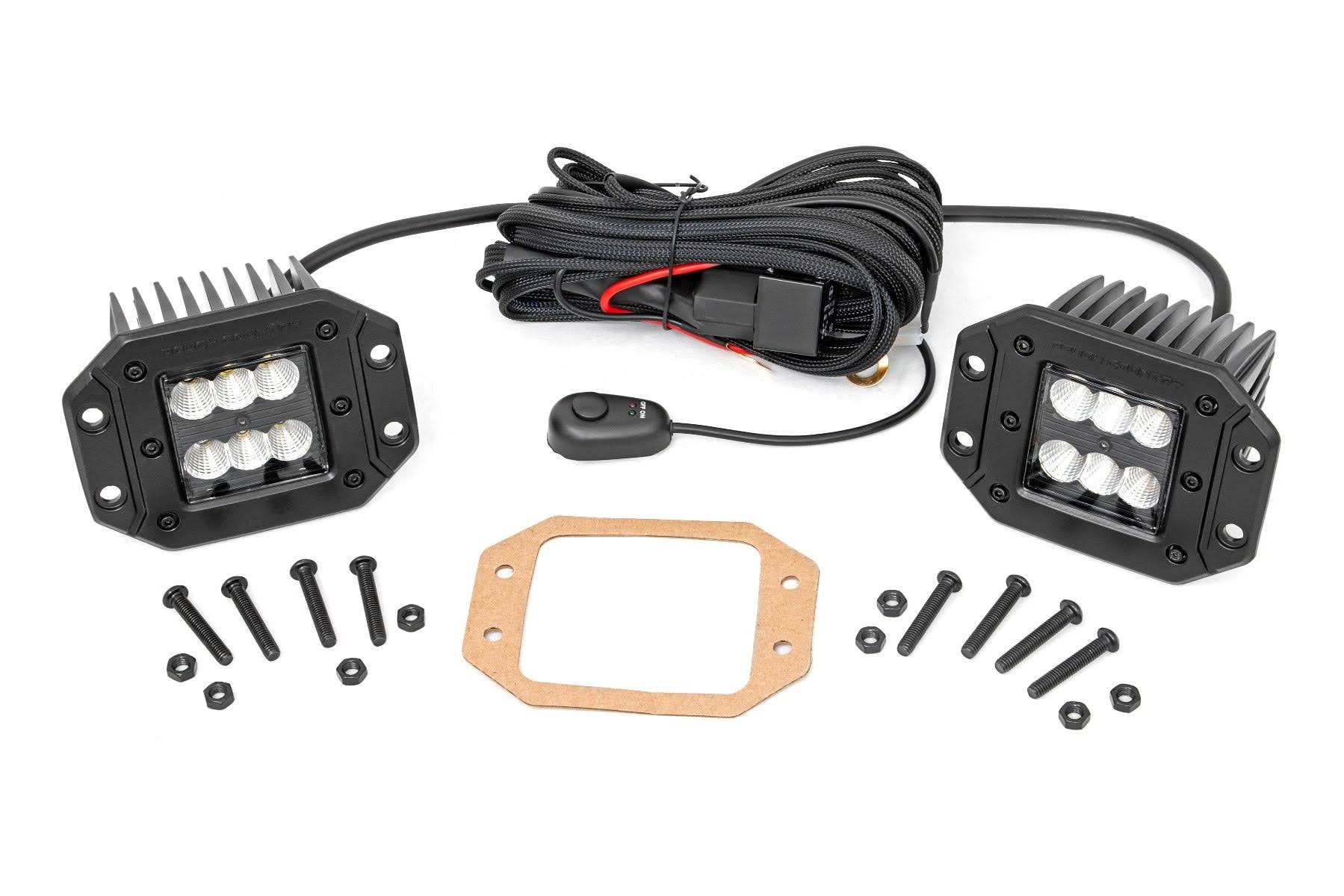 Rough Country 70803bl 2-Inch Flush Mount Black Series Cree Led Square Lights (Pair) A453S6SS_PZFPN