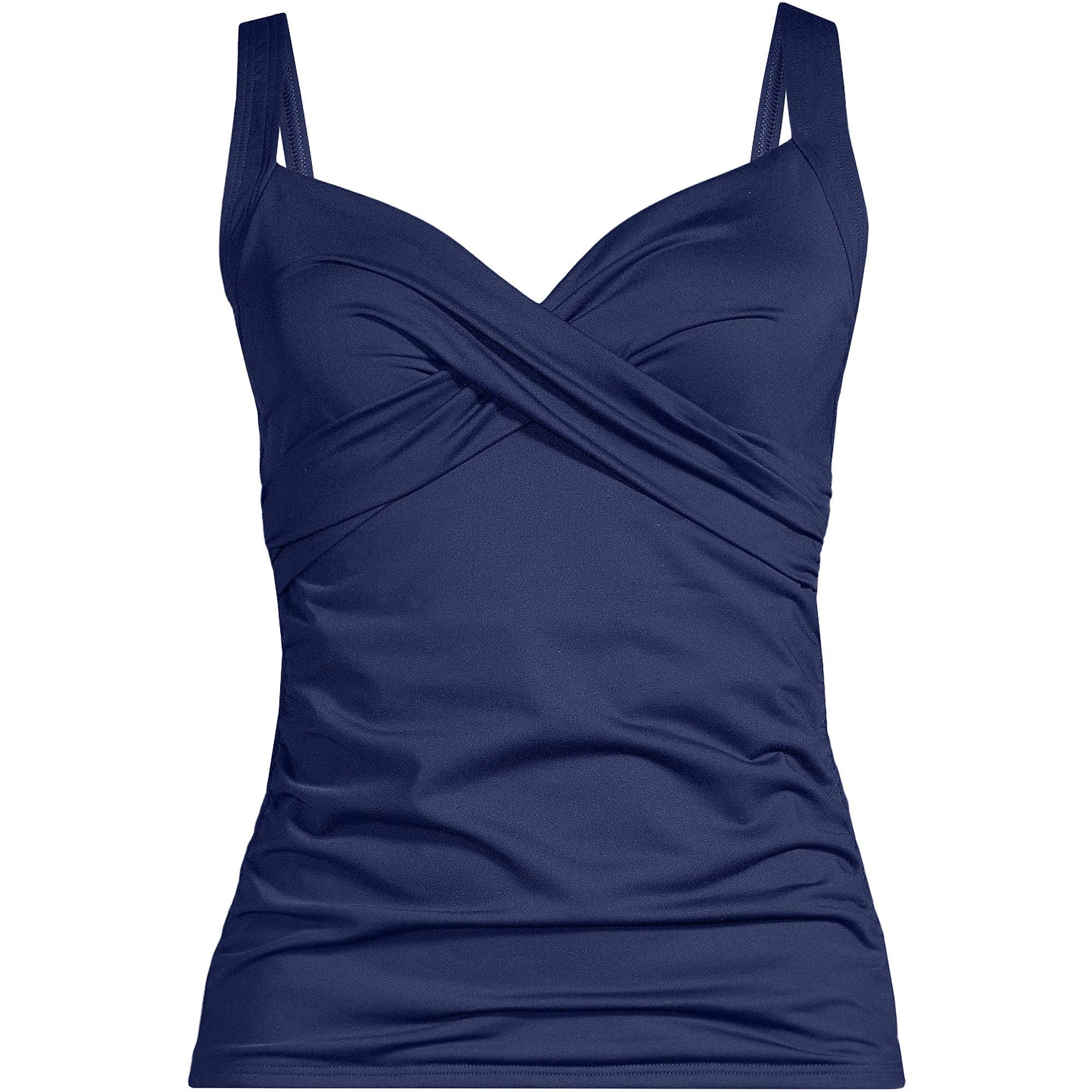 Lands' End Women's Ddd-Cup Chlorine Resistant Tummy Control V-Neck Wrap Underwire Tankini Swimsuit Top, Size: Ddd-Cup 12, MKRGI9FD_5GXRK