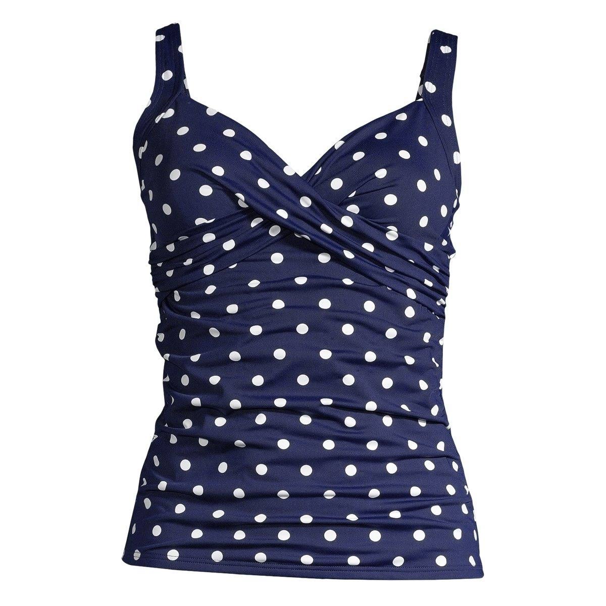 Lands' End Women's Ddd-Cup Chlorine Resistant Tummy Control V-Neck Wrap Underwire Tankini Swimsuit Top, Size: Ddd-Cup 12, MKRGI9FD_5GXRK