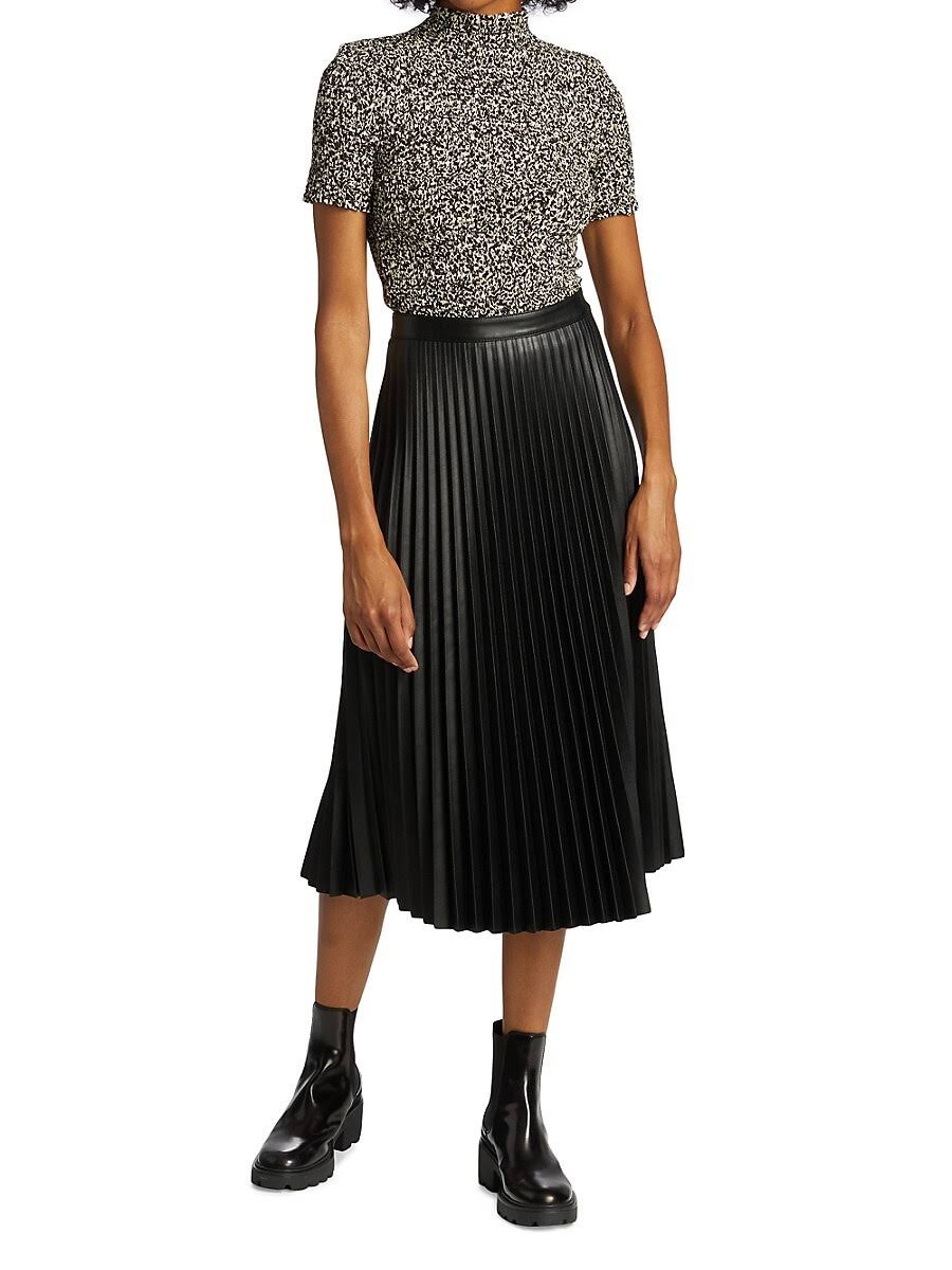 Proenza Schouler White Label Women's Pleated Faux-Leather Midi-Skirt - Black - Size RRVSTDIW_R7PRD