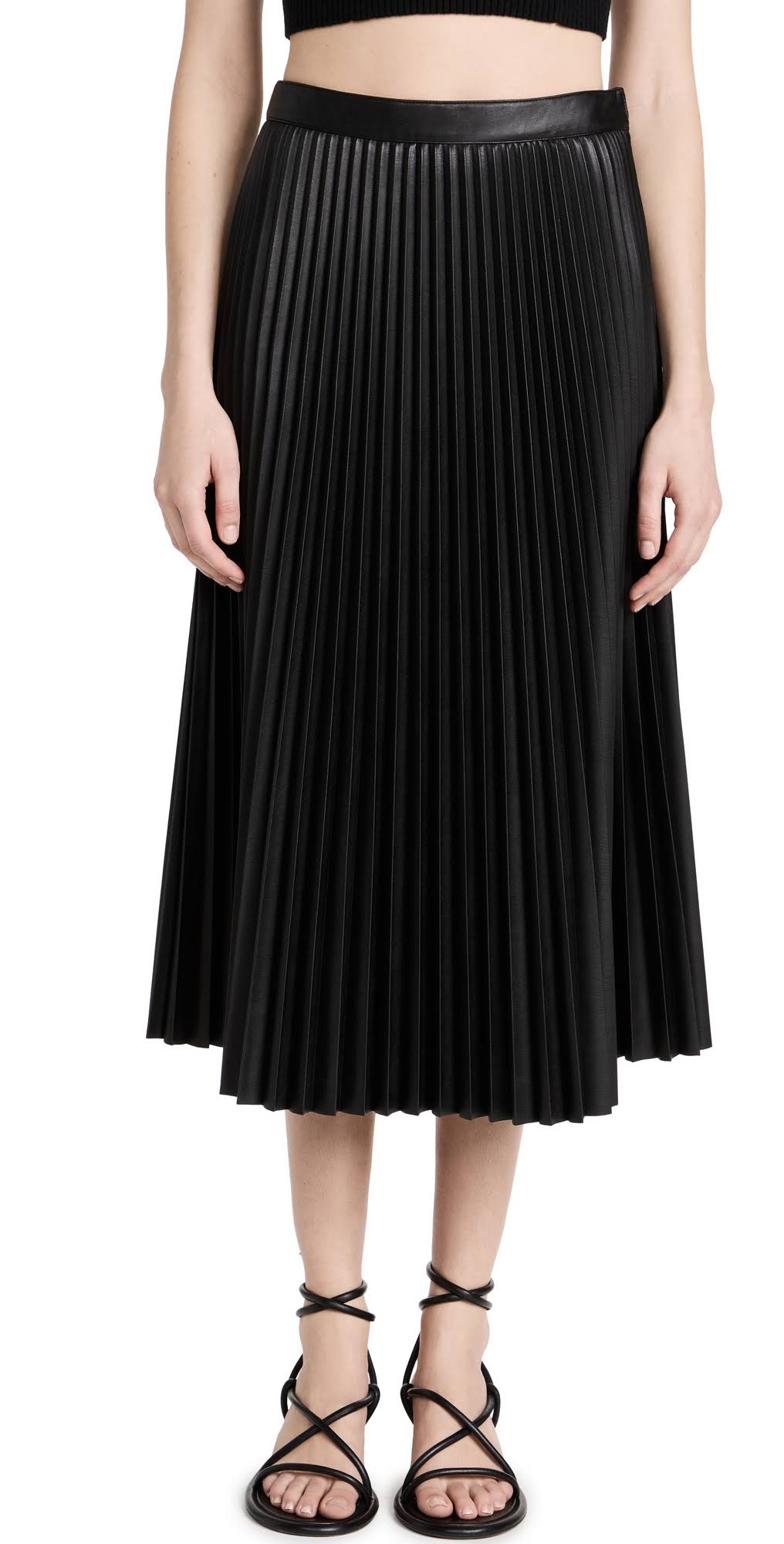 Proenza Schouler White Label Women's Pleated Faux-Leather Midi-Skirt - Black - Size RRVSTDIW_R7PRD