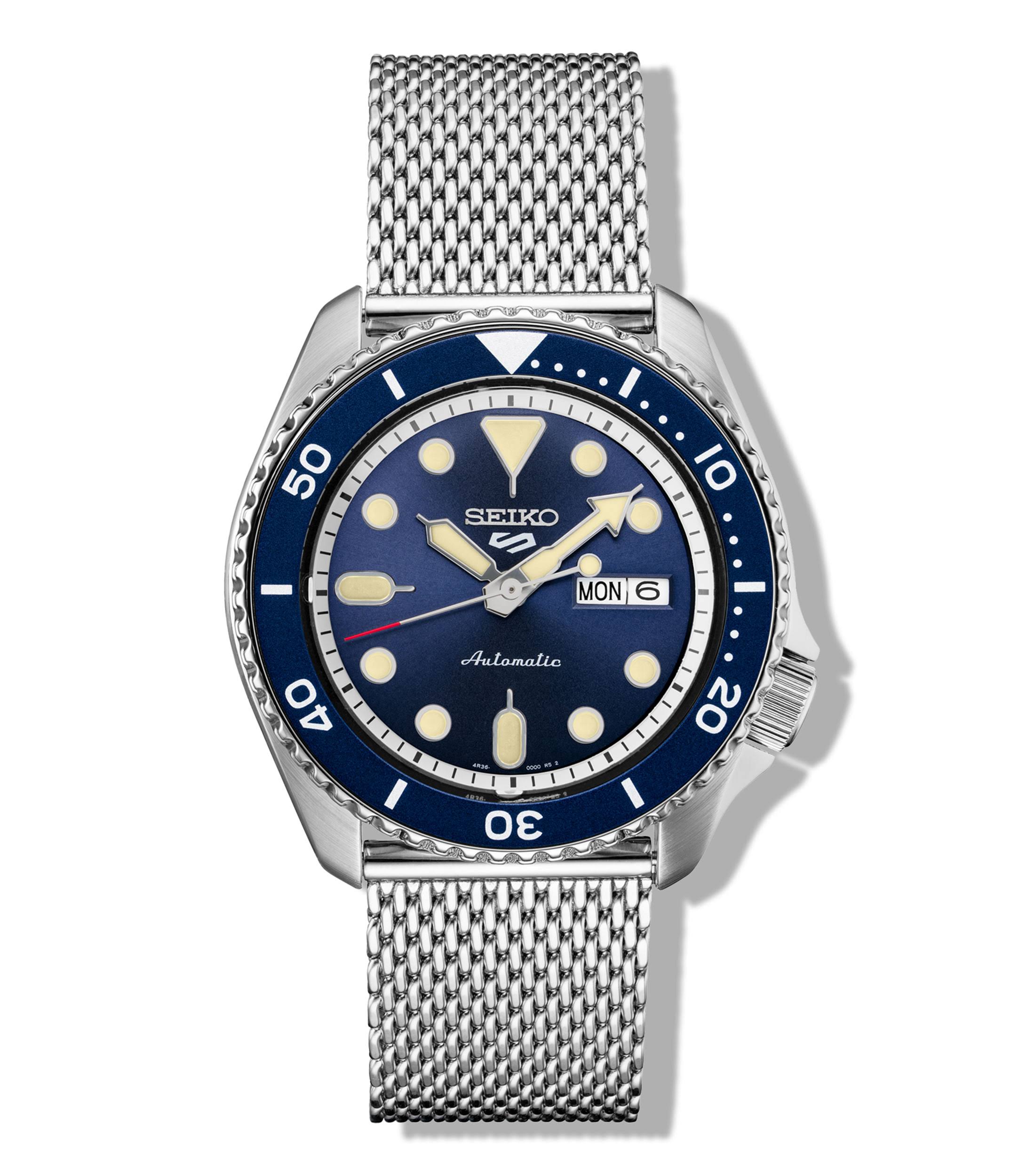 Seiko Men's Automatic 5 Sports Stainless Steel Mesh Bracelet Watch 42.5mm - EEKXF6H6_LS2EL