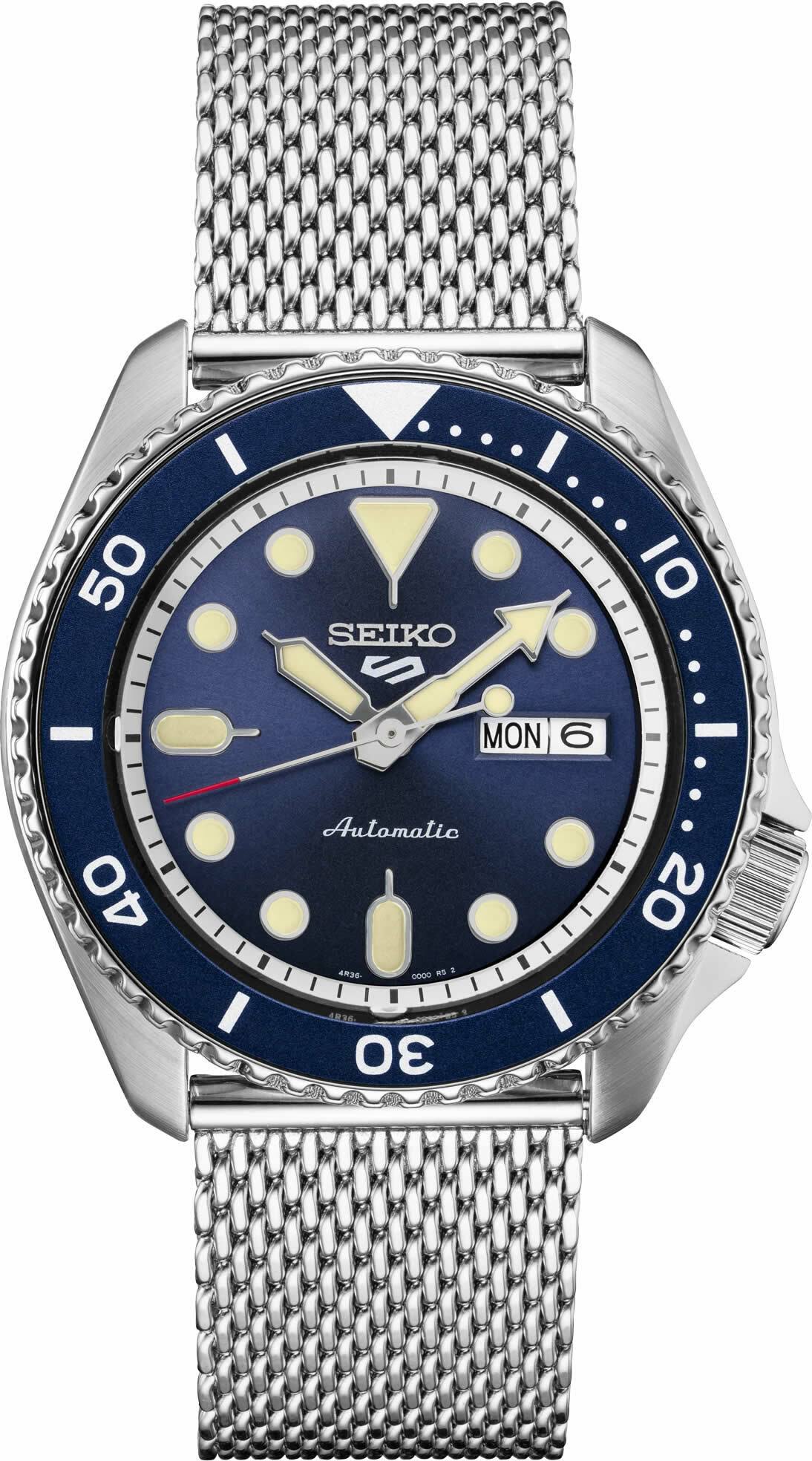 Seiko Men's Automatic 5 Sports Stainless Steel Mesh Bracelet Watch 42.5mm - EEKXF6H6_LS2EL