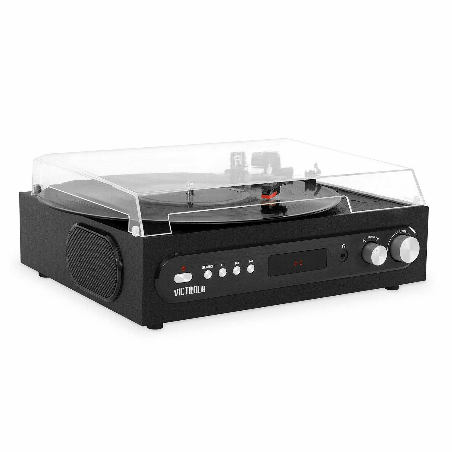 Victrola All-In-1 Bluetooth Record Player With Built In Speakers And 3-Speed Turntable (Black) IDDIWBIE_CNSCB