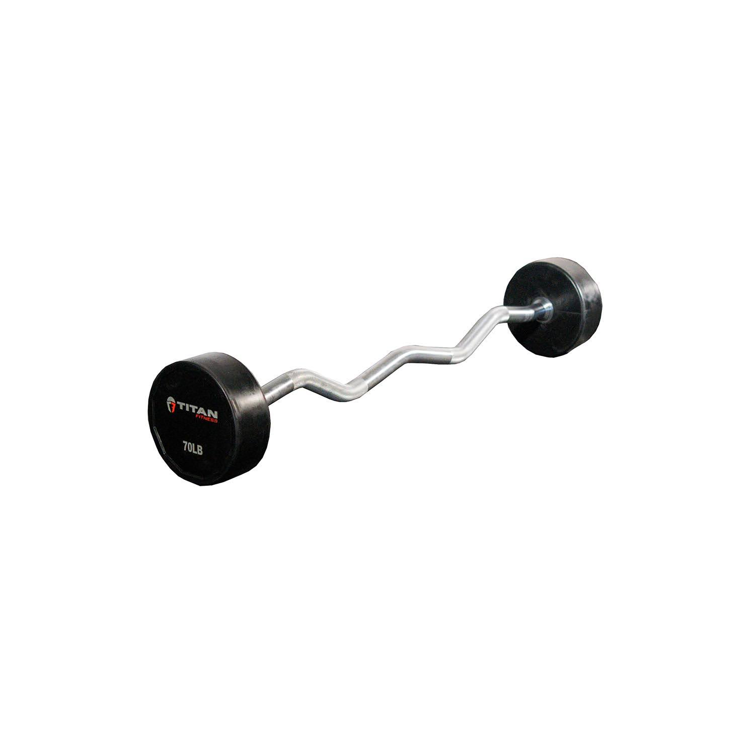 Titan Fitness Ez Curl Rubber Fixed Barbell 70 Lb. Y3PCPQPS_KJFBG