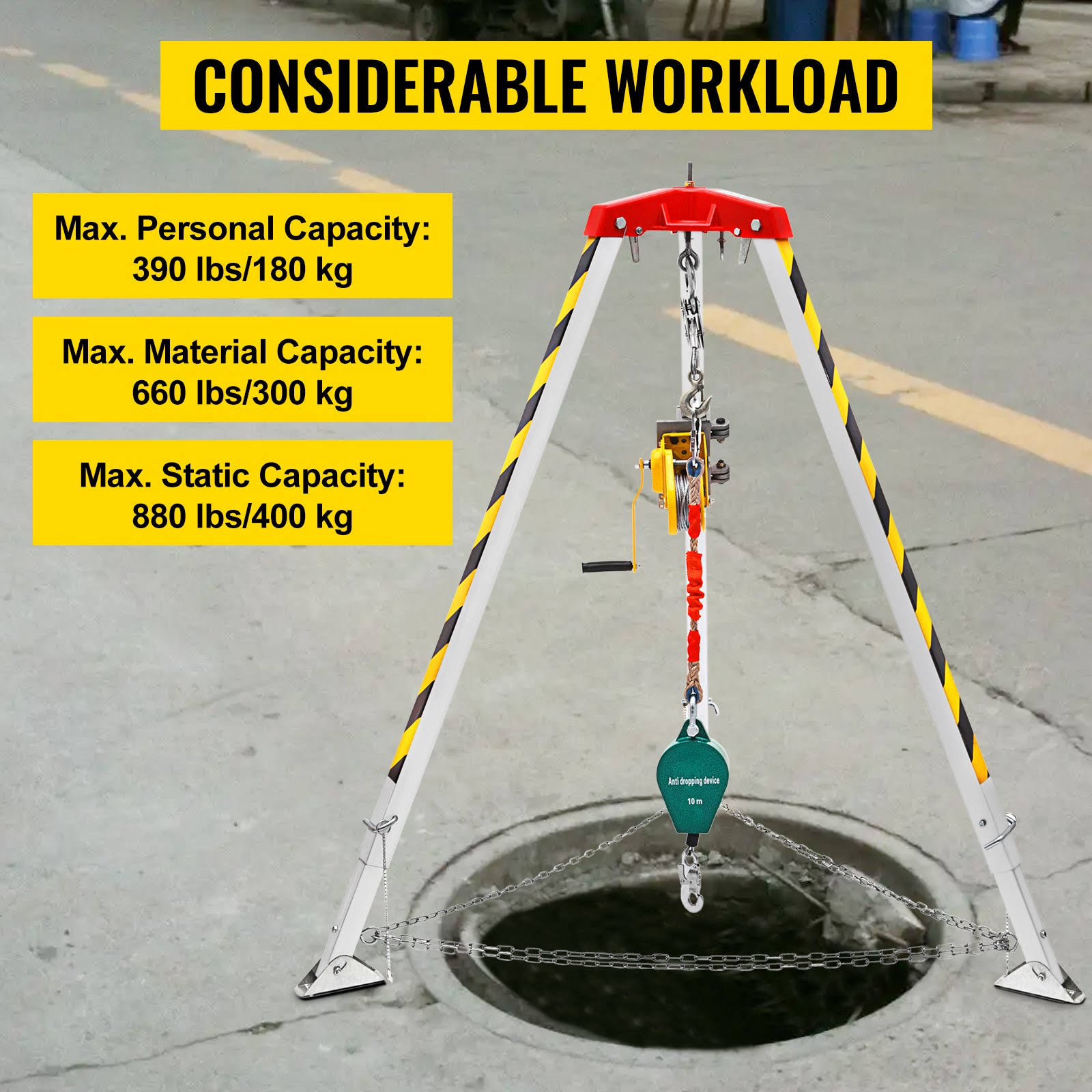 Vevor Confined Space Tripod Safety Tripod With 2600lbs Winch Rescue Tripod 8ft Legs Jysjj2.UADSBW3G_YTVJI