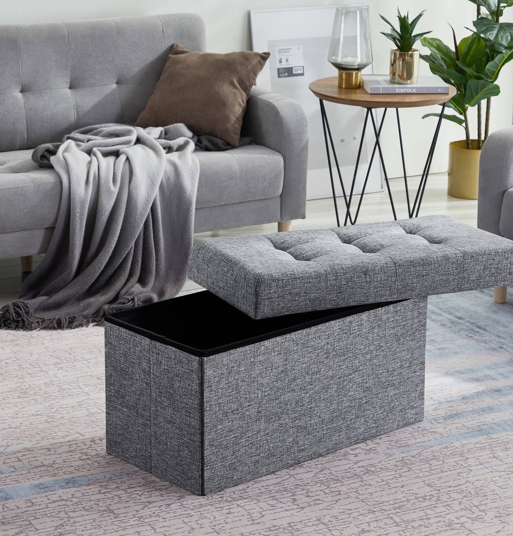 Foldable Tufted Storage Ottoman Beige / 15 X 45 X FQWAVMG0_BFOGC