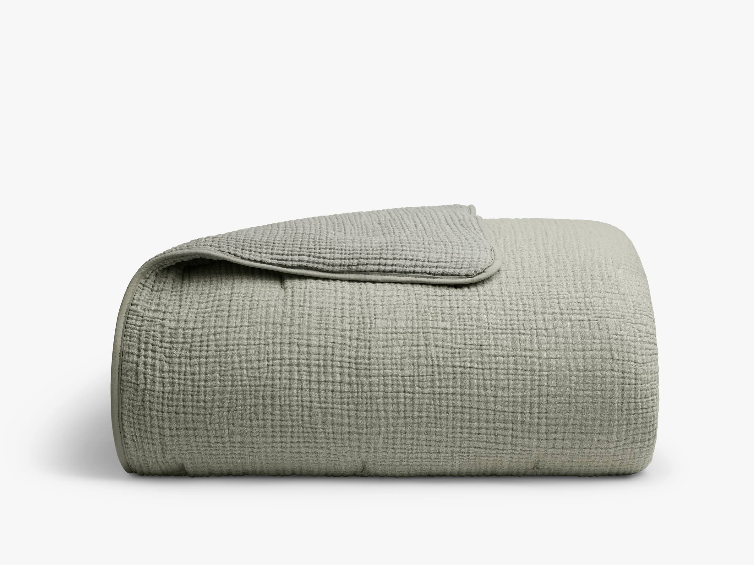 Full/Queen Organic Cotton Quilt In Moss | Made In Turkey | ZURSZSZF_NJL8J