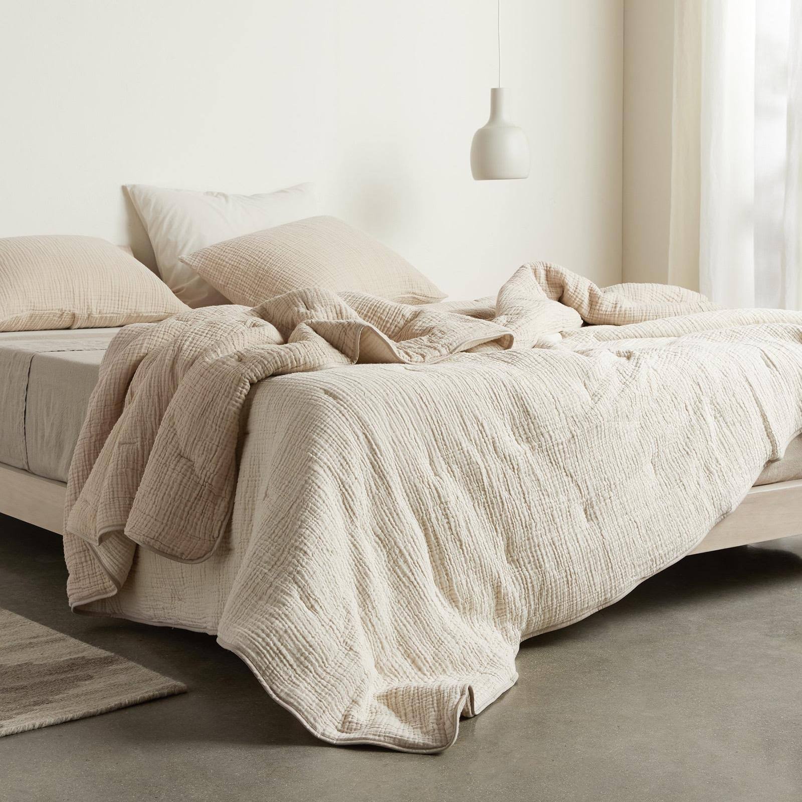 Full/Queen Organic Cotton Quilt In Moss | Made In Turkey | ZURSZSZF_NJL8J