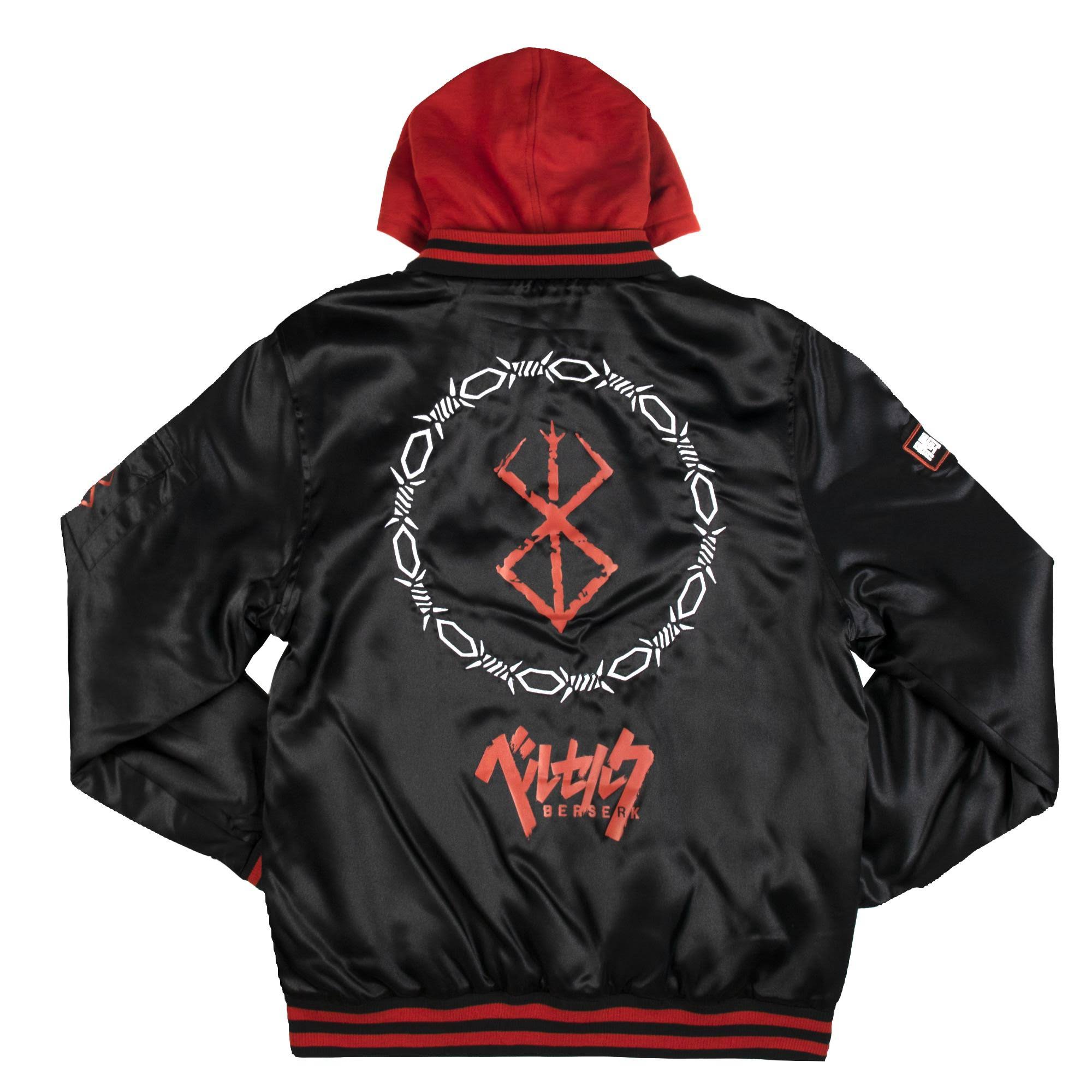 Berserk Logo Long Sleeve Black MenS Hooded Atsuko Bomber Jacket-6IEDA6ZE_0QXWH