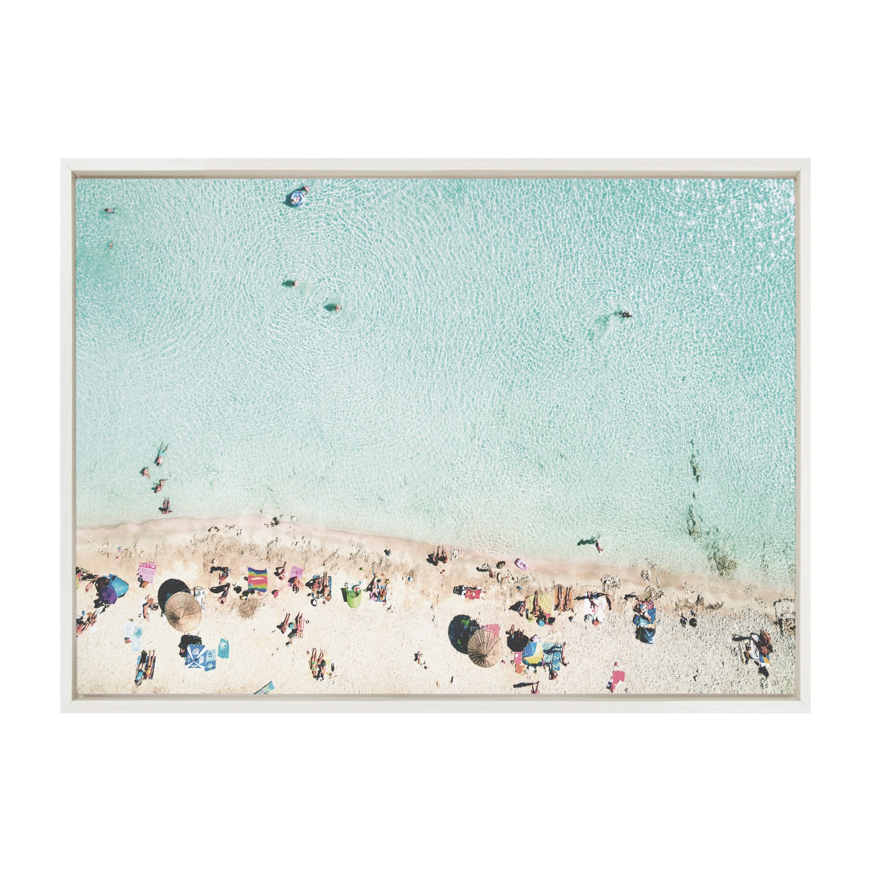 Kate And Laurel Sylvie Turquoise Beach From Above 2 Framed Canvas Wall Art By Amy Peterson Art Studio, 28x38 YTEMKOTH_HNUCE