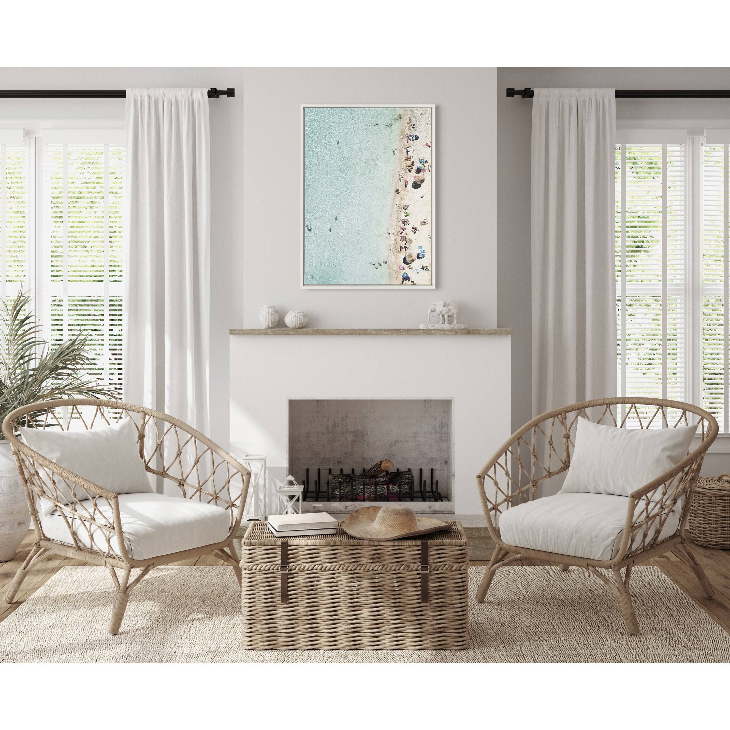 Kate And Laurel Sylvie Turquoise Beach From Above 2 Framed Canvas Wall Art By Amy Peterson Art Studio, 28x38 YTEMKOTH_HNUCE