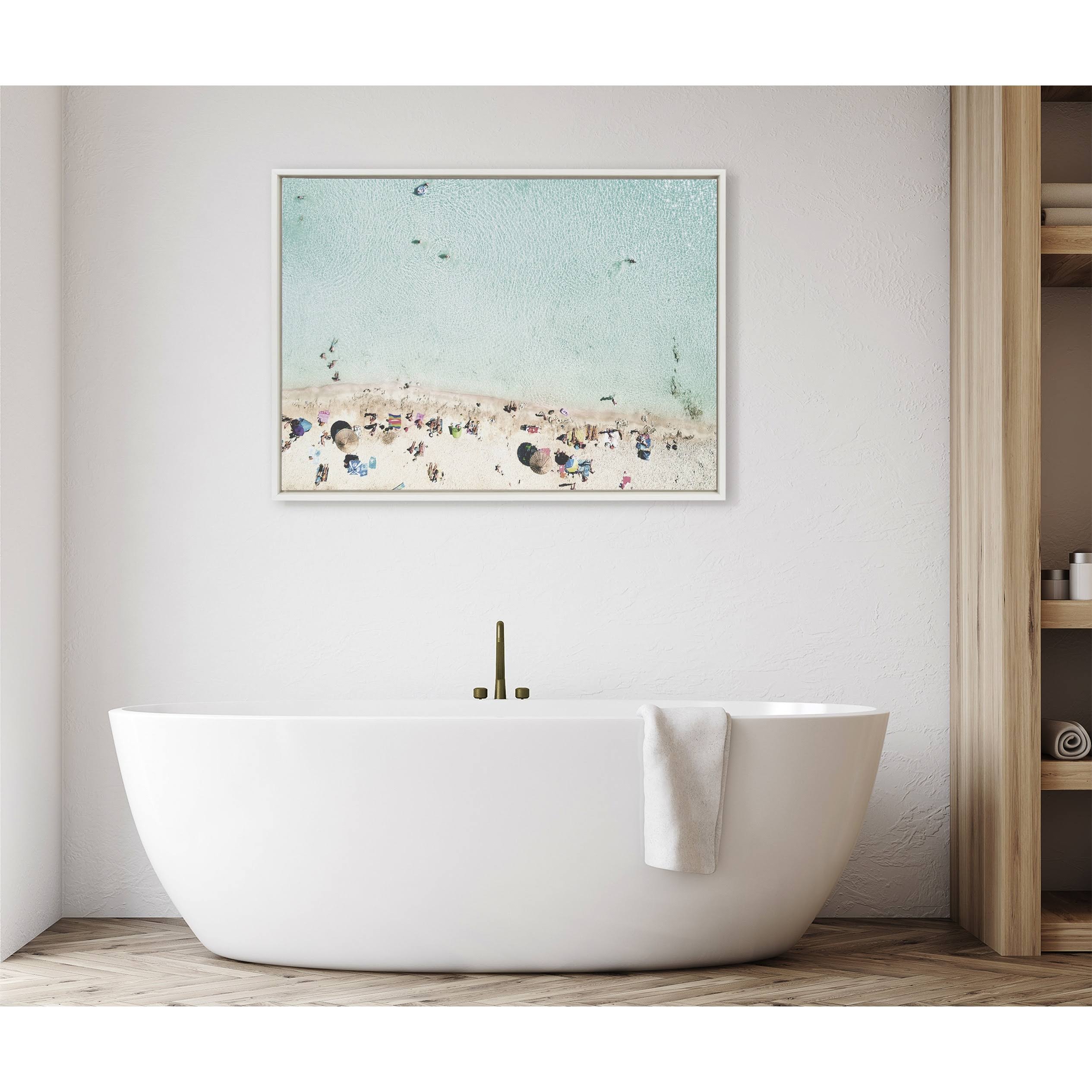 Kate And Laurel Sylvie Turquoise Beach From Above 2 Framed Canvas Wall Art By Amy Peterson Art Studio, 28x38 YTEMKOTH_HNUCE
