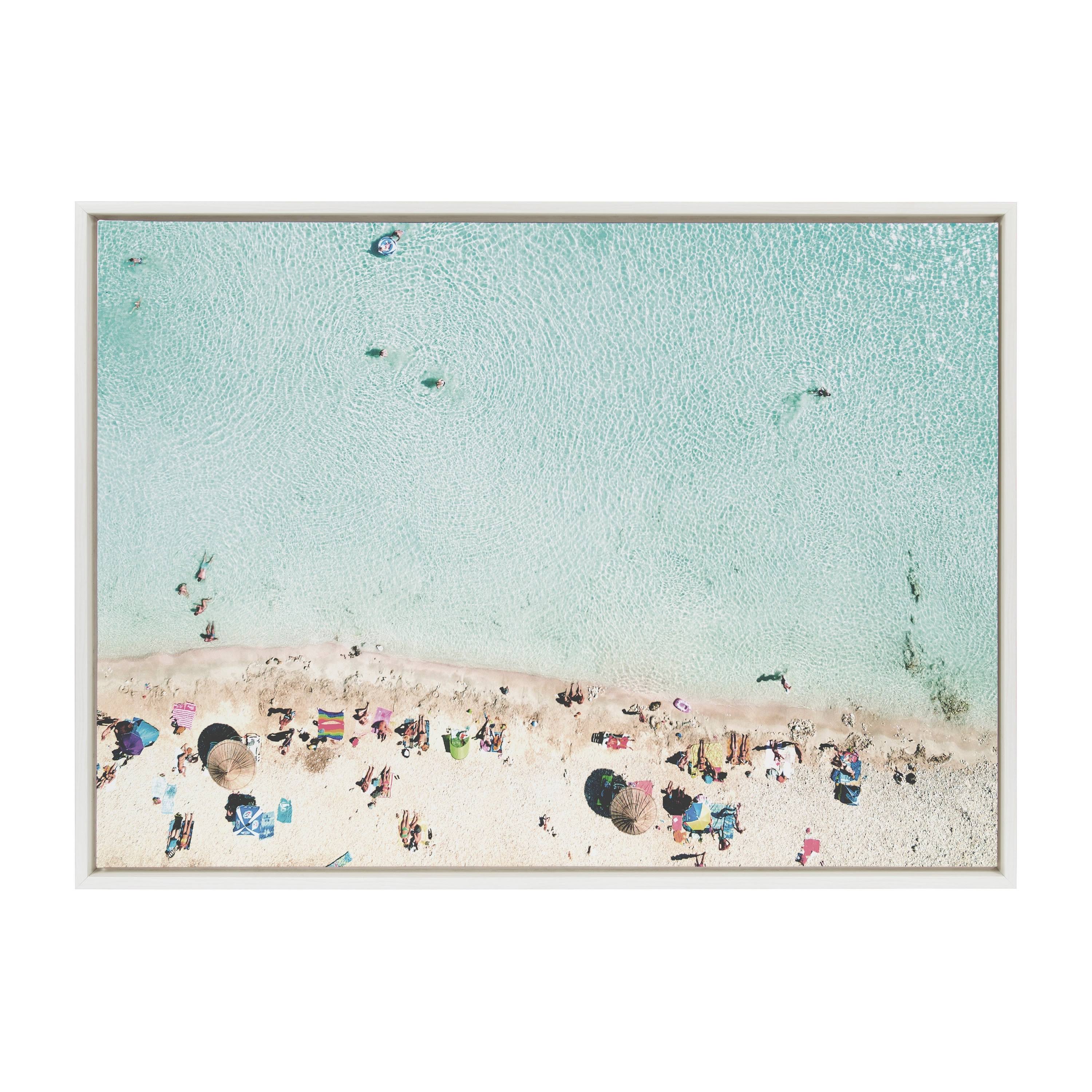 Kate And Laurel Sylvie Turquoise Beach From Above 2 Framed Canvas Wall Art By Amy Peterson Art Studio, 28x38 YTEMKOTH_HNUCE