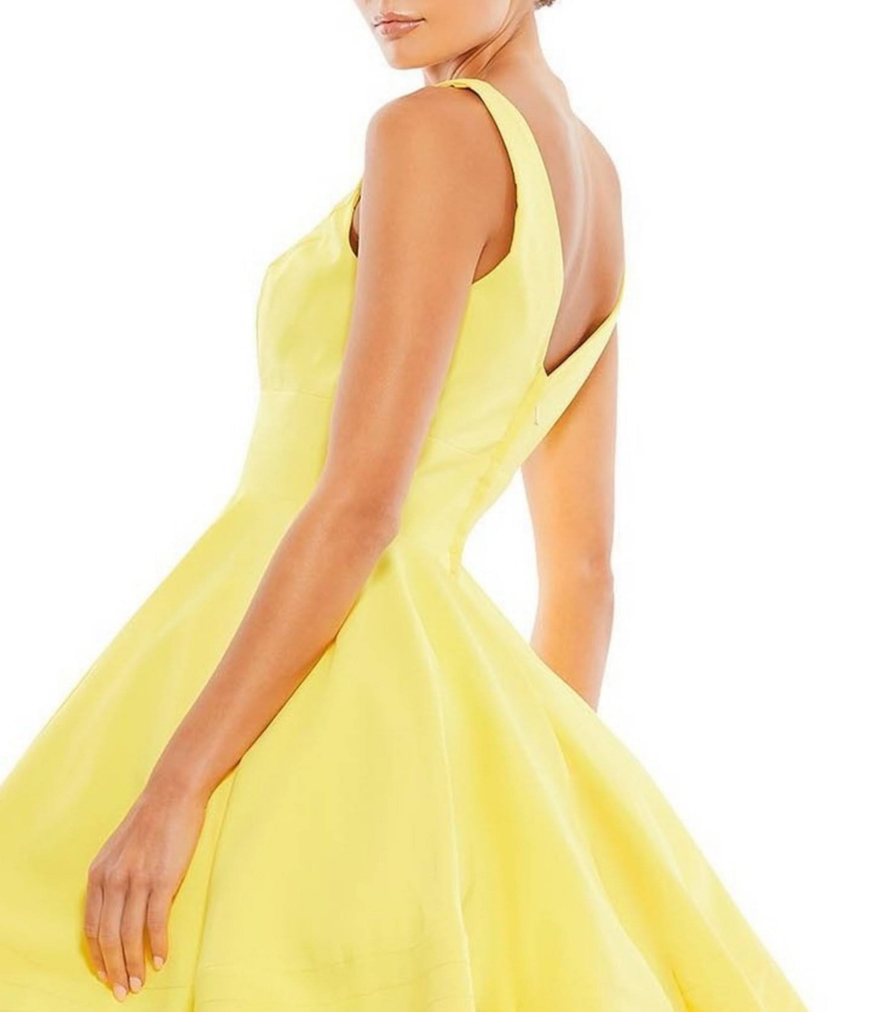 Mac Duggal V-Neck Sleeveless A-Line Dress - Black - TOO5CRMB_MWXMS