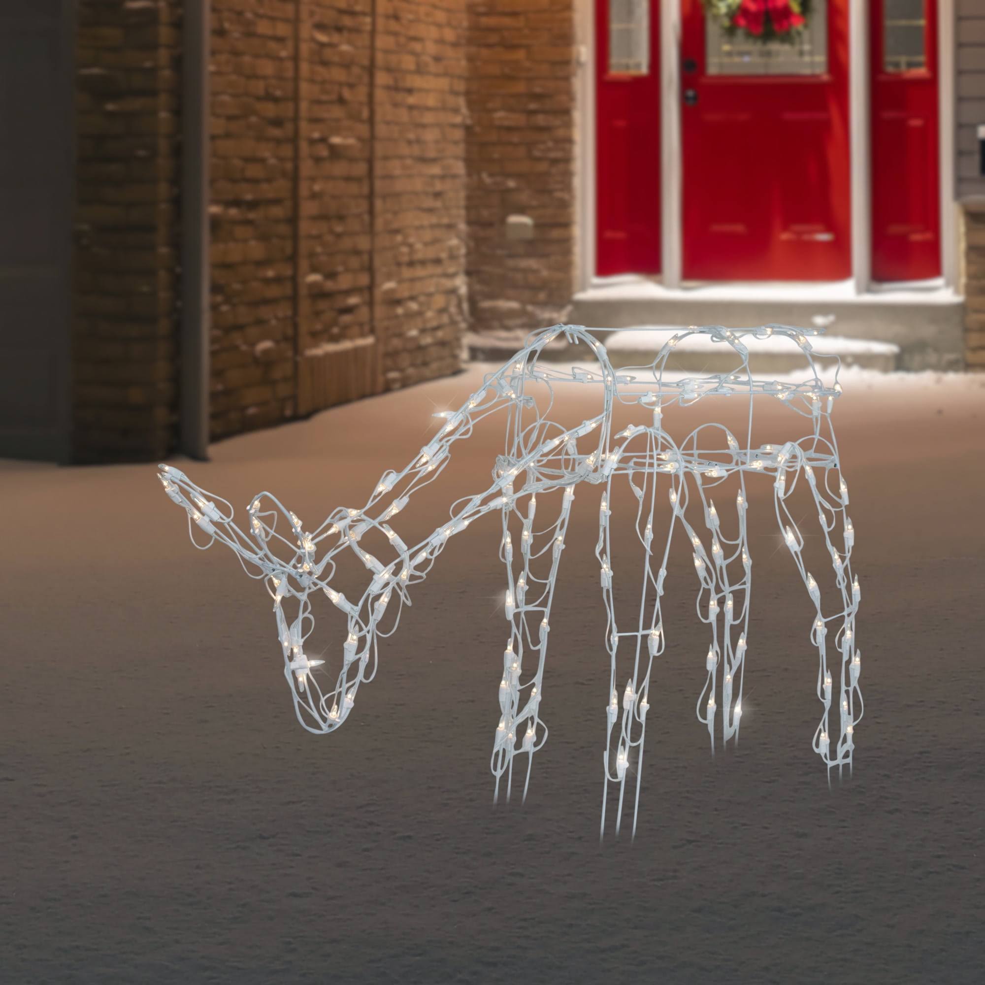 Northlight 42 Lighted White Feeding Reindeer Outdoor Christmas WEPC1QAY_VHAO6