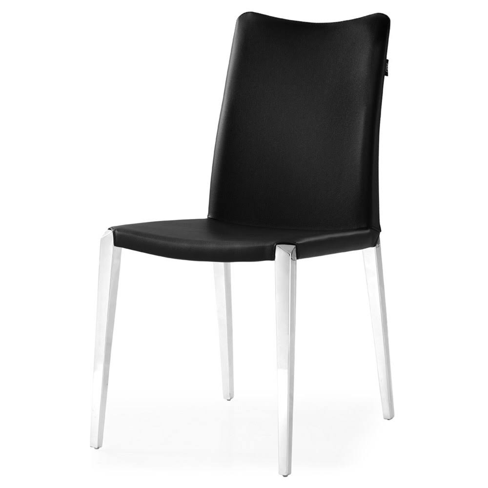 Zuri Modern Jordan Dining Chair In Black Leatherette And Polished Stainless Steel CFOOFBHM_4GRH6