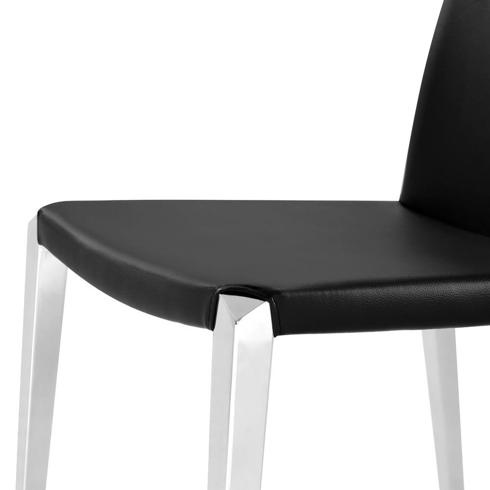 Zuri Modern Jordan Dining Chair In Black Leatherette And Polished Stainless Steel CFOOFBHM_4GRH6