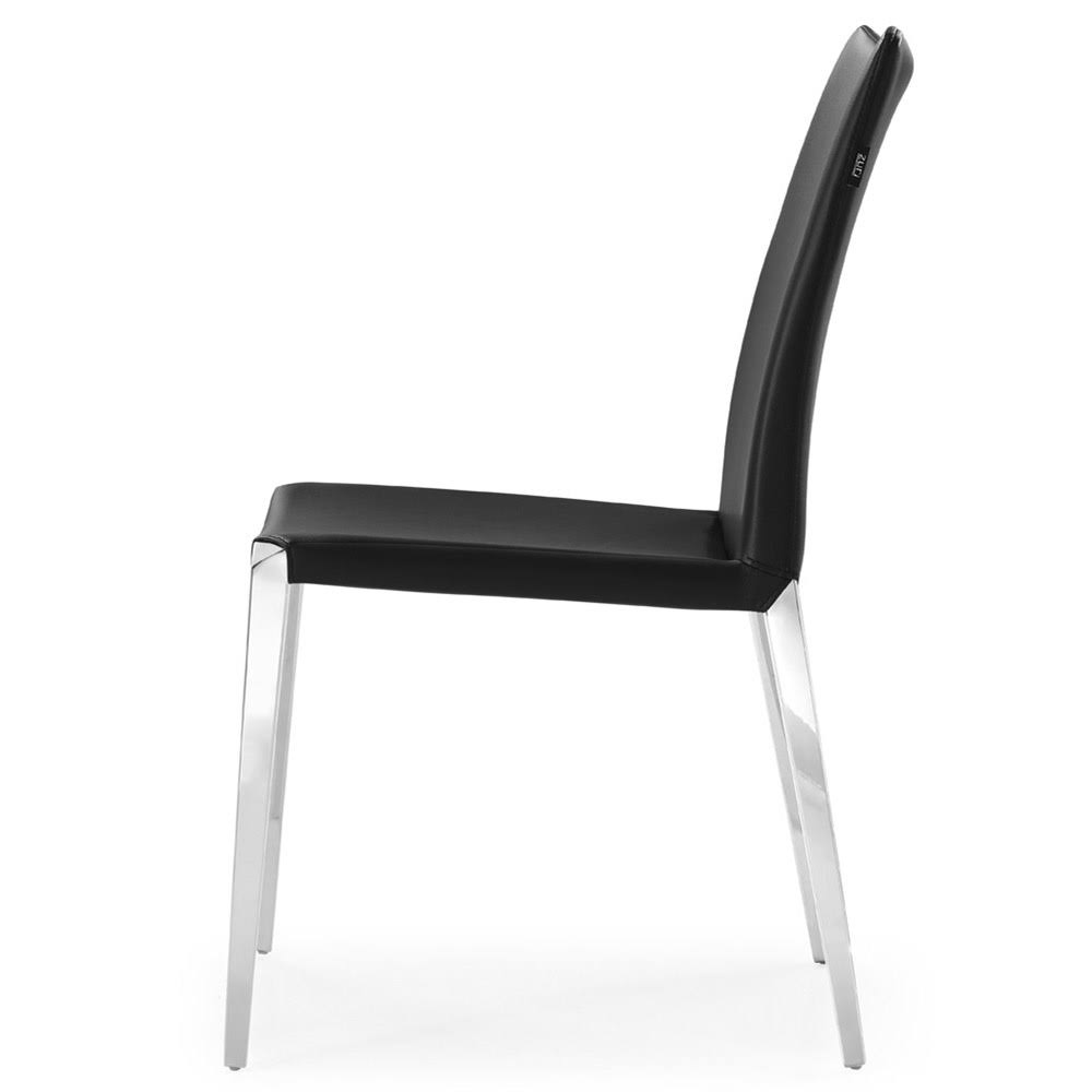 Zuri Modern Jordan Dining Chair In Black Leatherette And Polished Stainless Steel CFOOFBHM_4GRH6