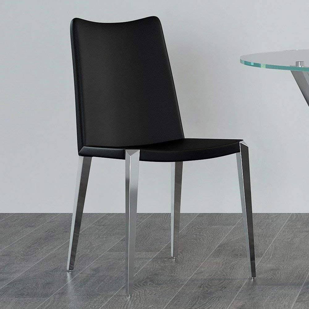 Zuri Modern Jordan Dining Chair In Black Leatherette And Polished Stainless Steel CFOOFBHM_4GRH6