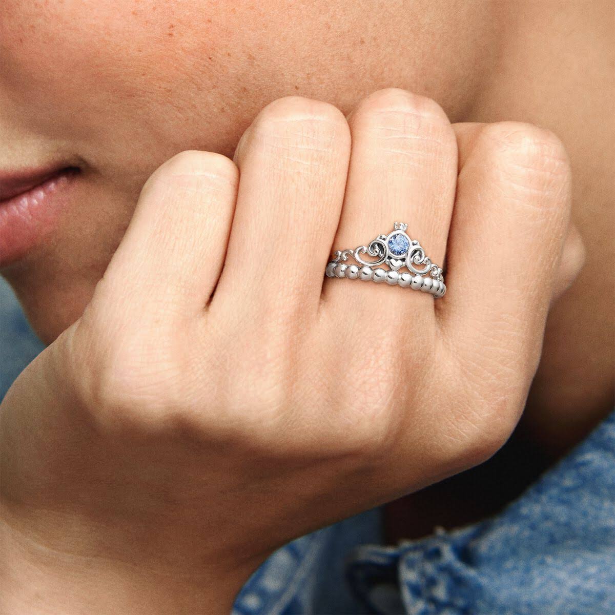 Pandora 199191c01-58 Disney Cinderella Blue Tiara Ring Size 8.MRODSQBR_AZN7B