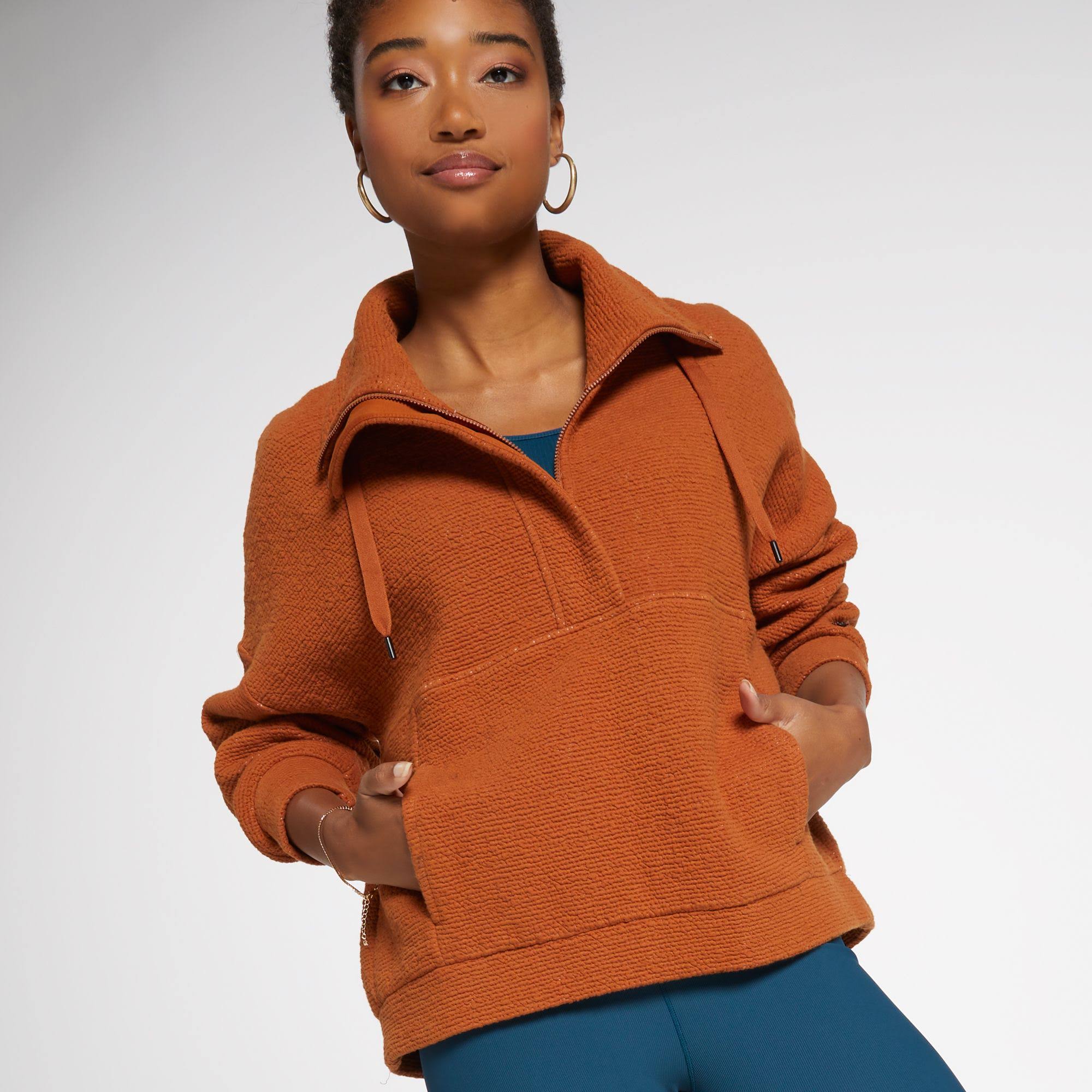 Calia Women's Cloud Zip Placket Sweatshirt, Xl, Smokey M0M9GPJG_DQAXO