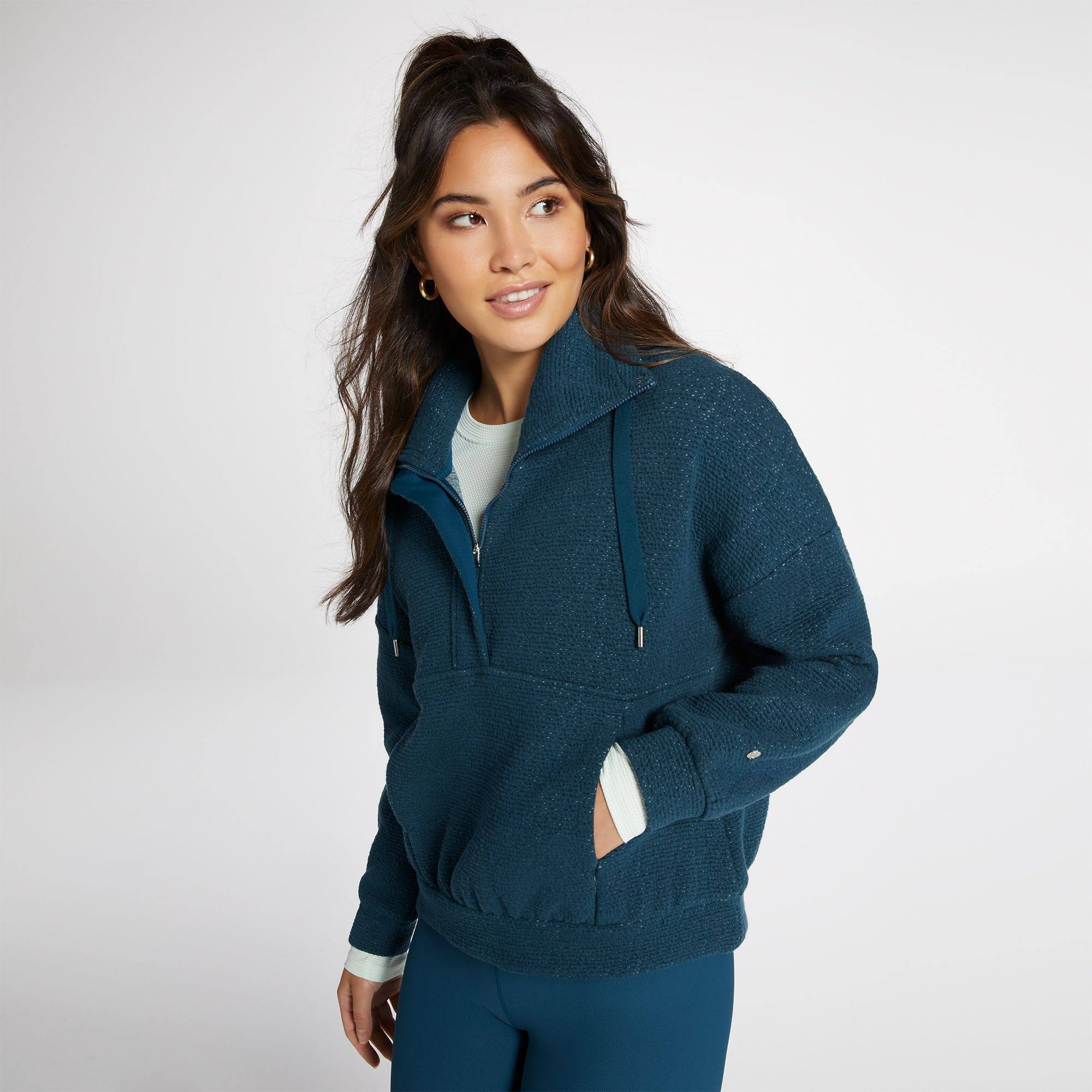 Calia Women's Cloud Zip Placket Sweatshirt, Xl, Smokey M0M9GPJG_DQAXO