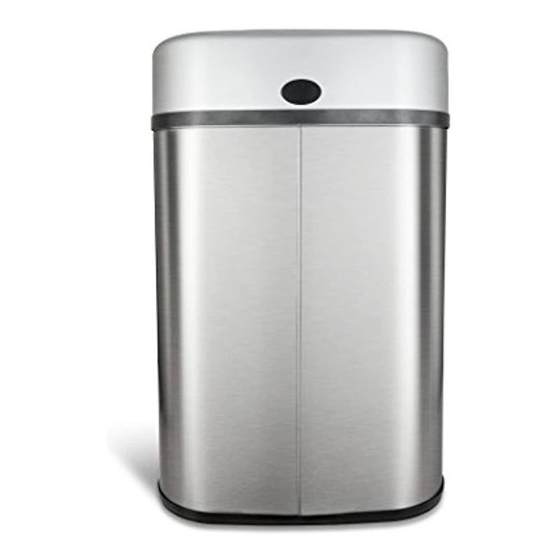 Ninestars Automatic Touchless Infrared Motion Sensor Trash Can With Stainless Steel Base & Oval, Silver/Black Lid, 21 SBBV0VOZ_S8UPT
