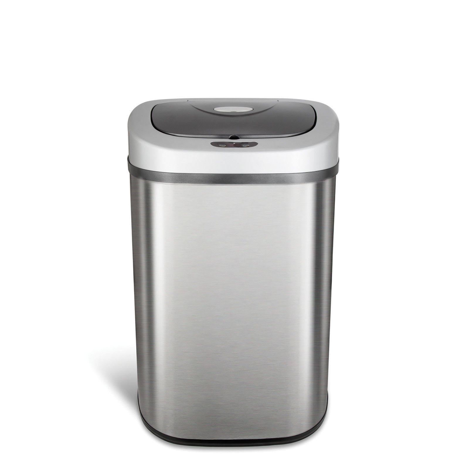 Ninestars Automatic Touchless Infrared Motion Sensor Trash Can With Stainless Steel Base & Oval, Silver/Black Lid, 21 SBBV0VOZ_S8UPT