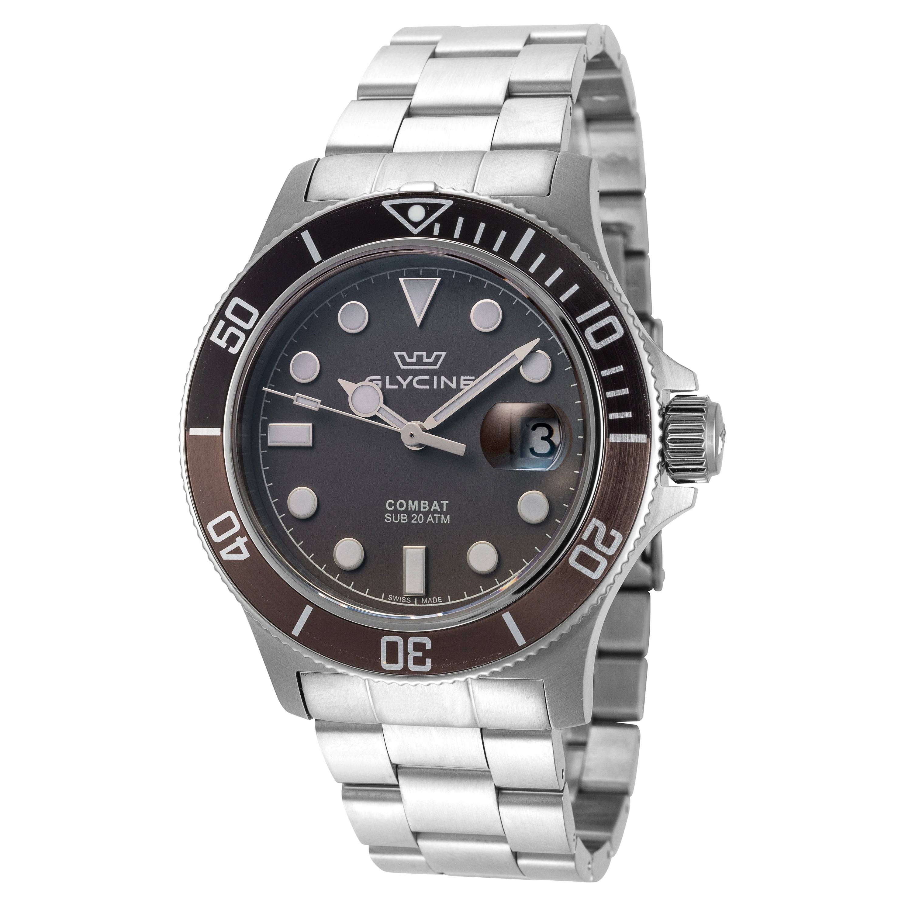 Glycine Men's Gl1017 Combat Sub 42mm Quartz Watch Brown / 42 NXNE4GCP_ND1TH