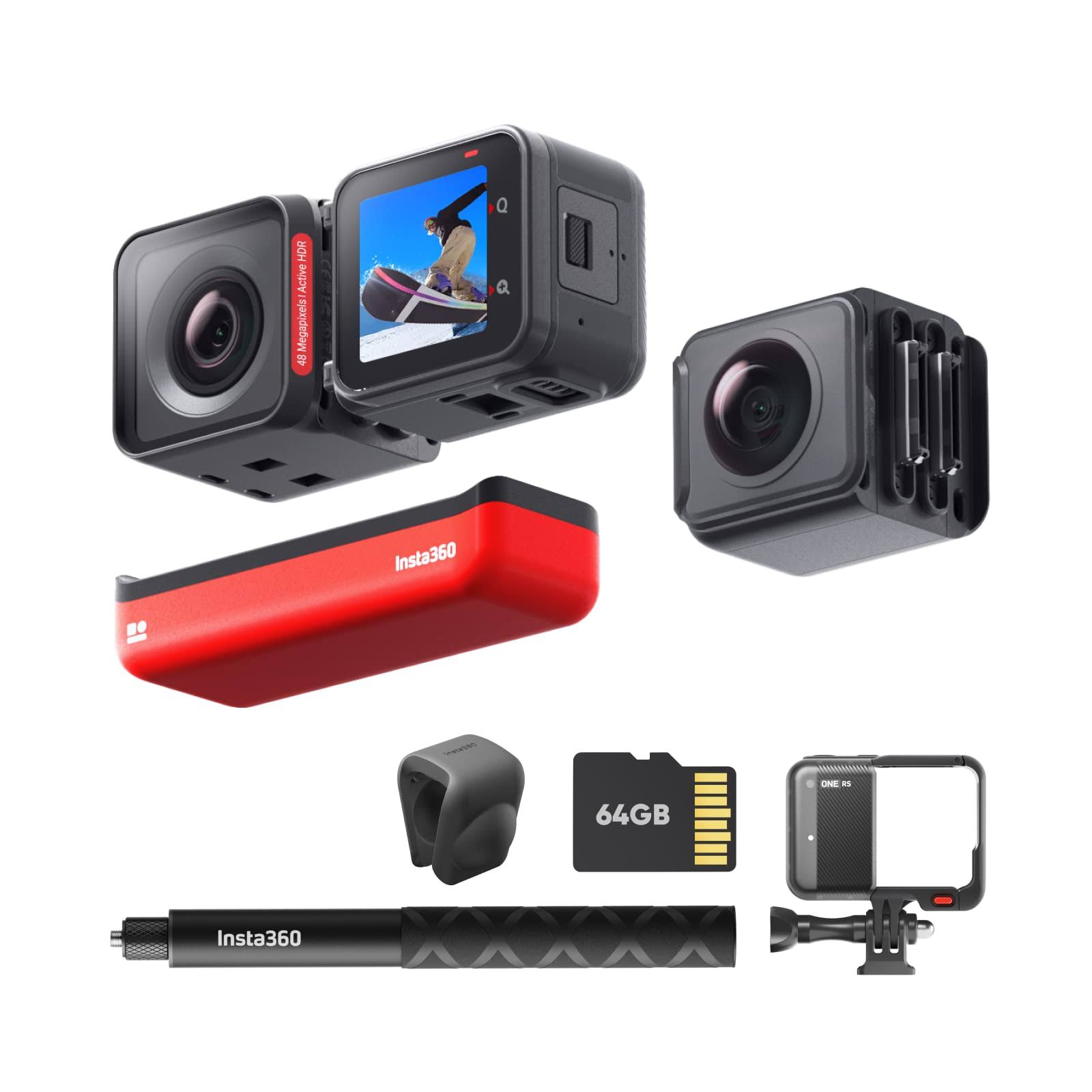 Insta360 One Rs Twin Edition – Waterproof 4k 60fps Action Camera & 5.7k 360 Camera With Interchangeable Lenses, Stabilization, 48mp Photo, PVKFWCEV_ANCO4