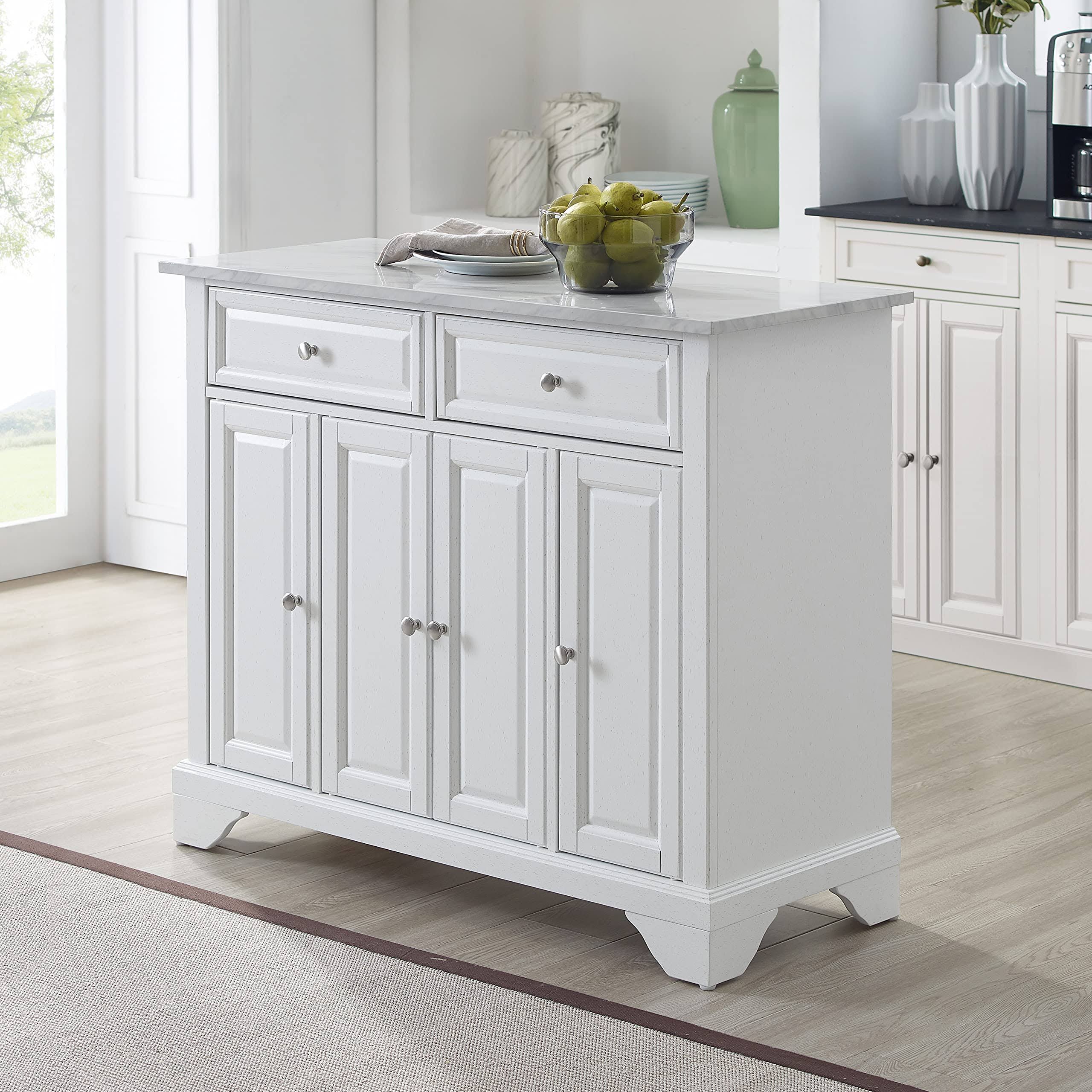 Crosley Avery Kitchen Island/Cart Distressed White/White QH6FJ1WA_K82NA