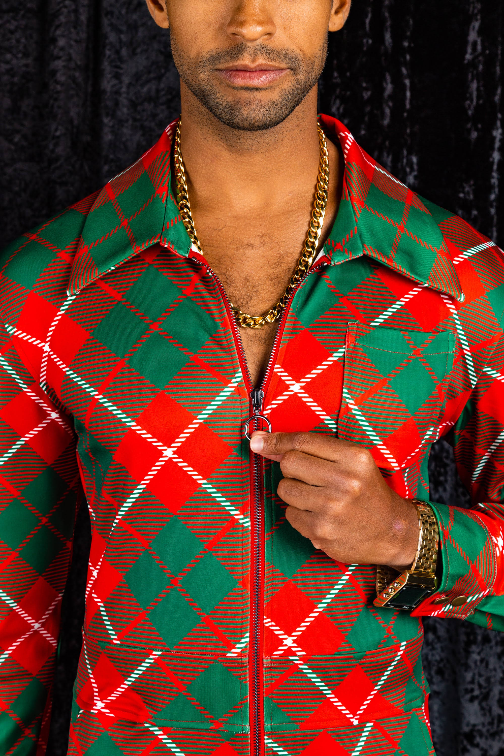 The Poinsettia Playboy | Men's Red Plaid Christmas Flight Suit | Size Xxl | TTAETLHO_QVFWM