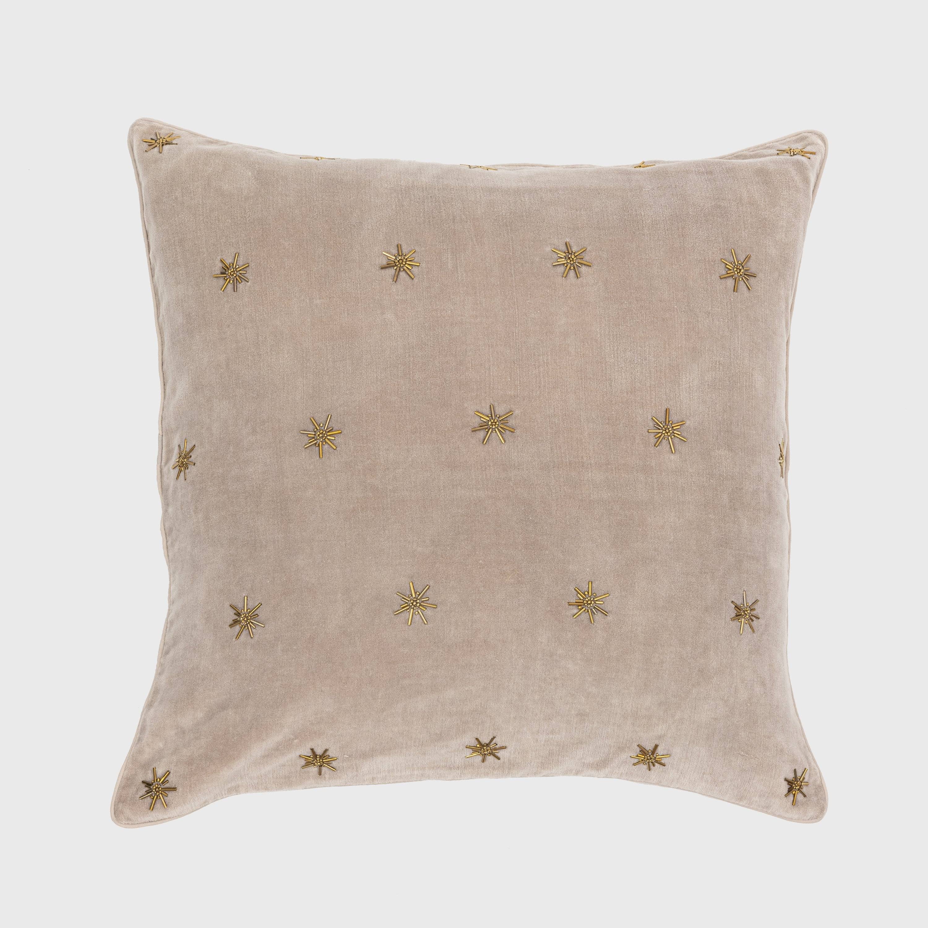 Joanna Buchanan Embroidered Star Pillow Taupe Cotton CNLSPB7K_HIJ8O