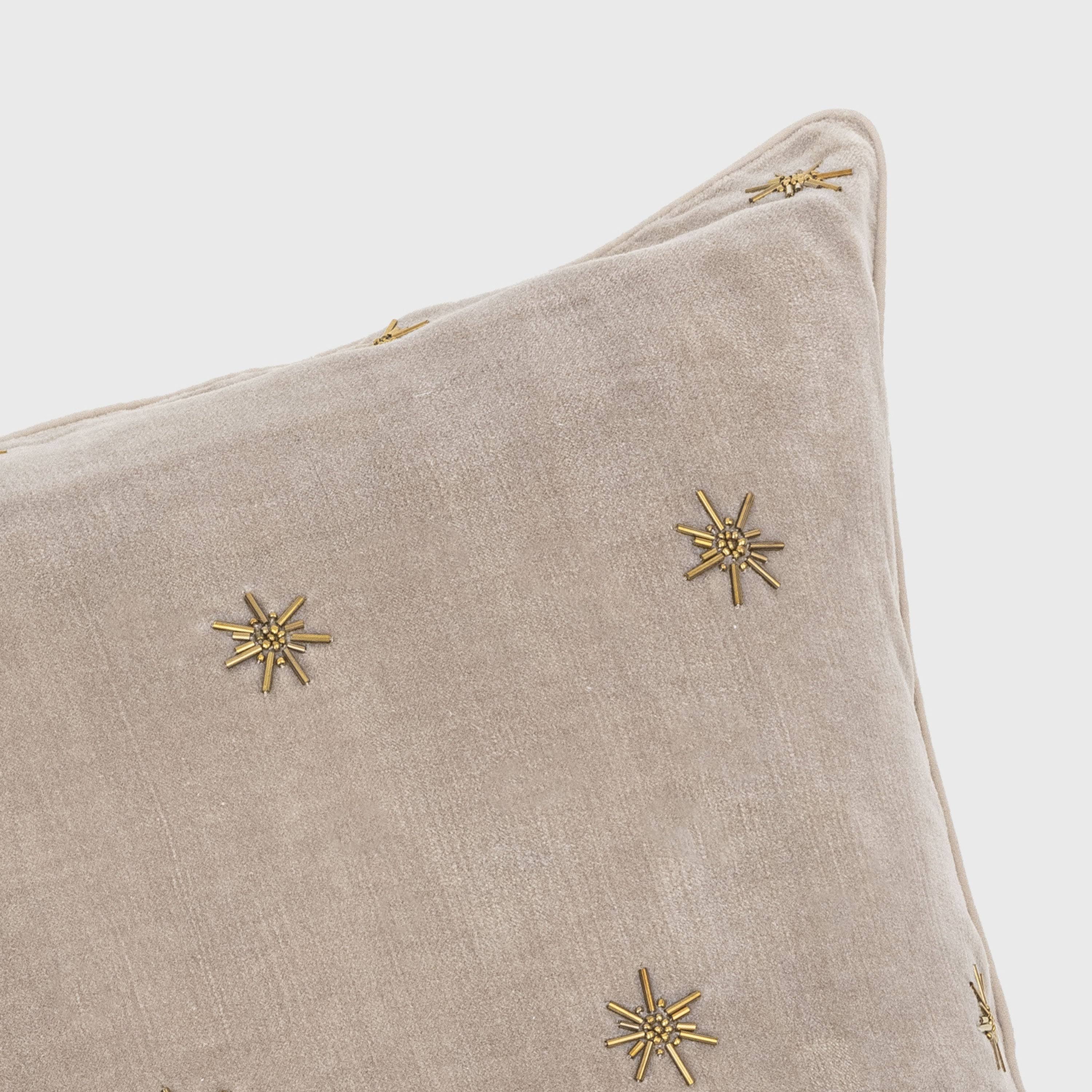 Joanna Buchanan Embroidered Star Pillow Taupe Cotton CNLSPB7K_HIJ8O