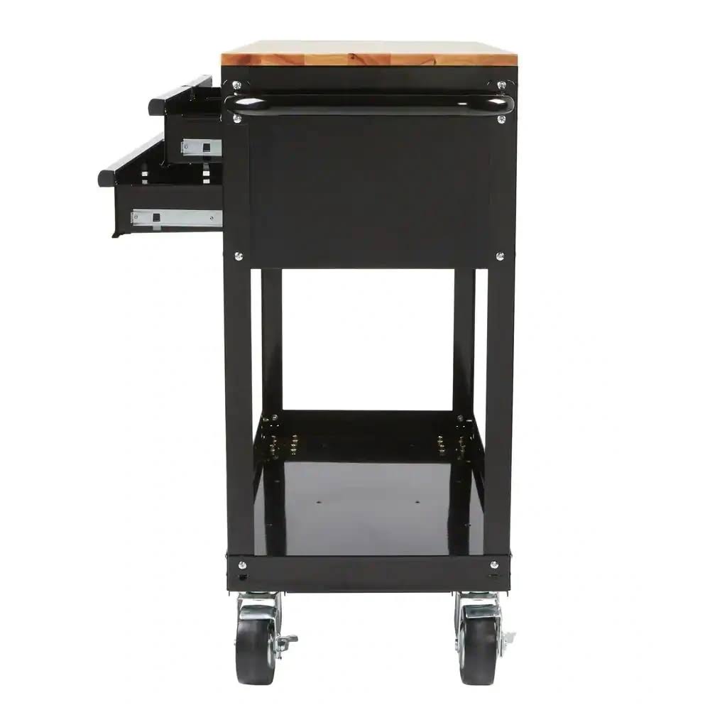 Husky 36 In 3-Drawer Rolling Tool Cart With Wood Top JUTP2VE8_FLD4Y