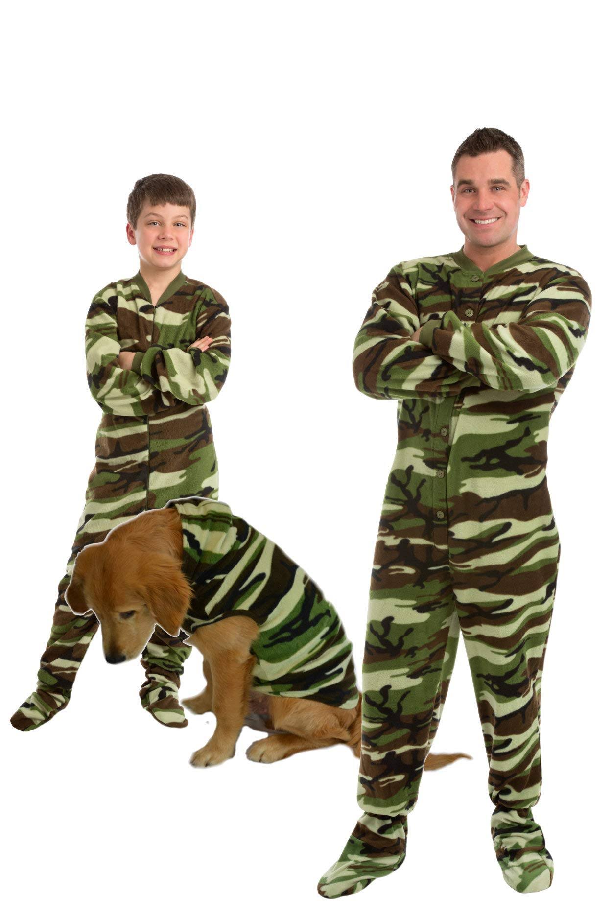 Camouflage Green Camo Micro-Polar Fleece Adult Footed Pajamas Sleeper - CMNYUNPD_DOJ7X
