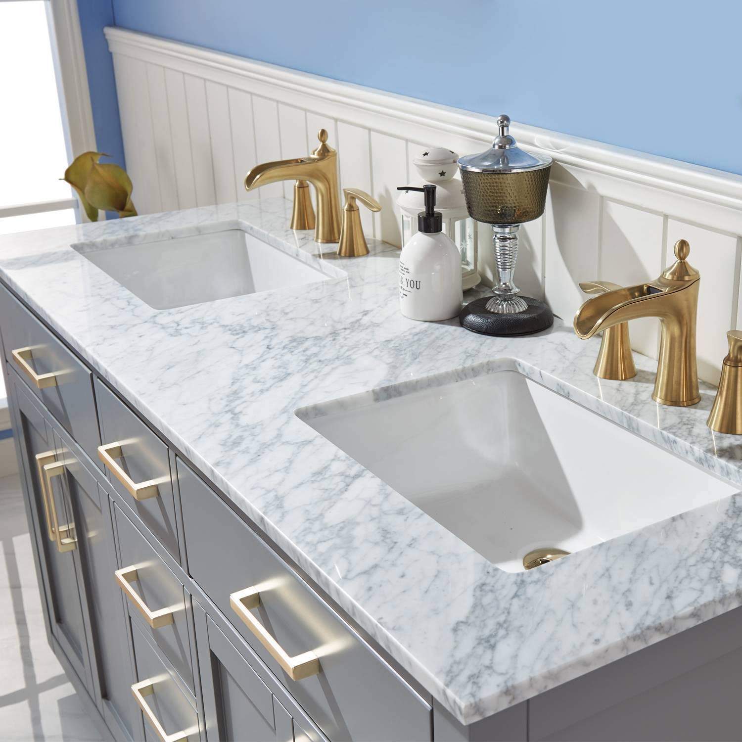 Altair Ivy 60 Double Bathroom Vanity Set In Royal Blue And Carrara White Marble Countertop Without WN2QUIXE_MGSU9