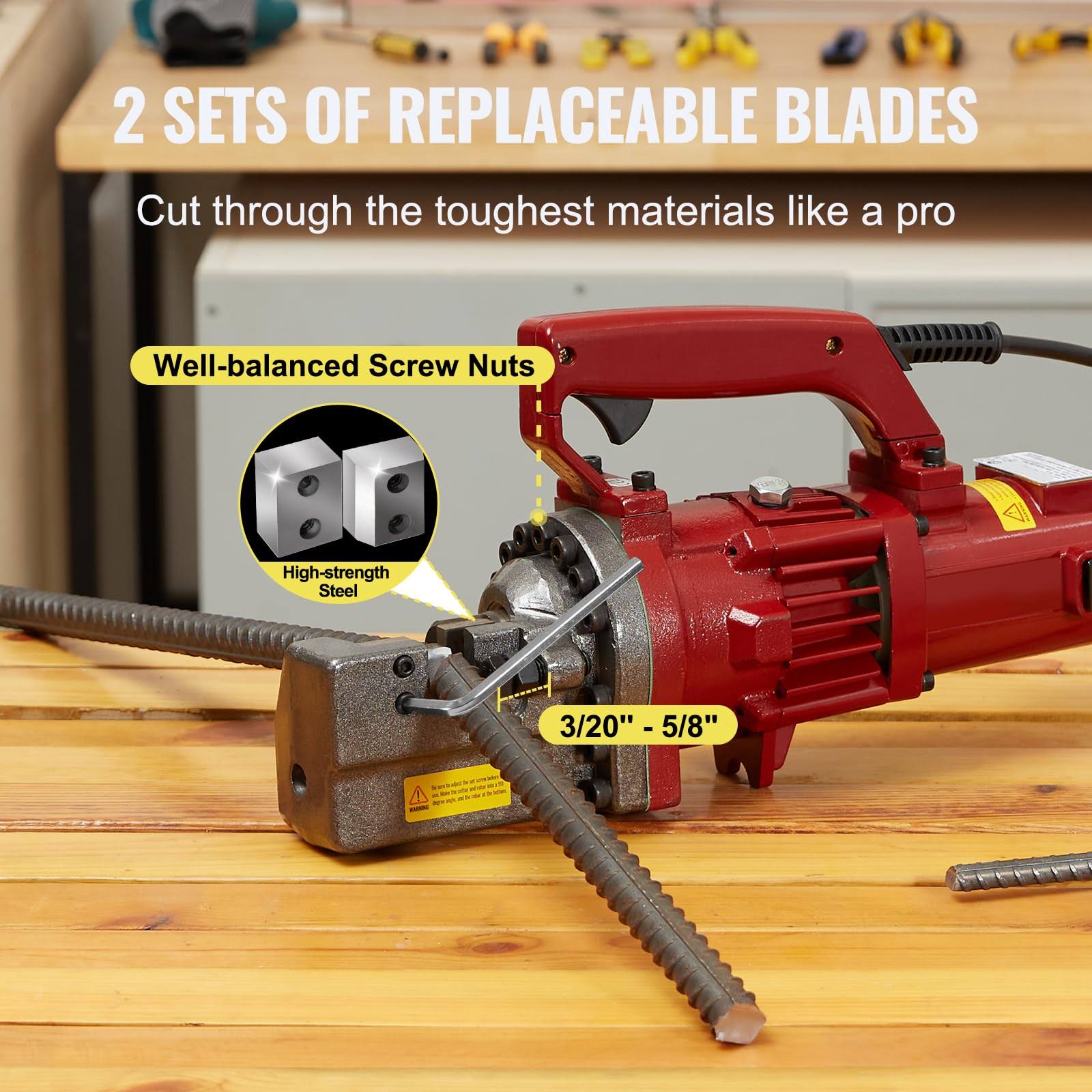 Happybuy Electric Hydraulic Rebar Cutter, 1250w Portable Electric Rebar Cut 3/4 20mm #6 Rebar Within 4 Seconds, RZ36FIM9_VNBVQ