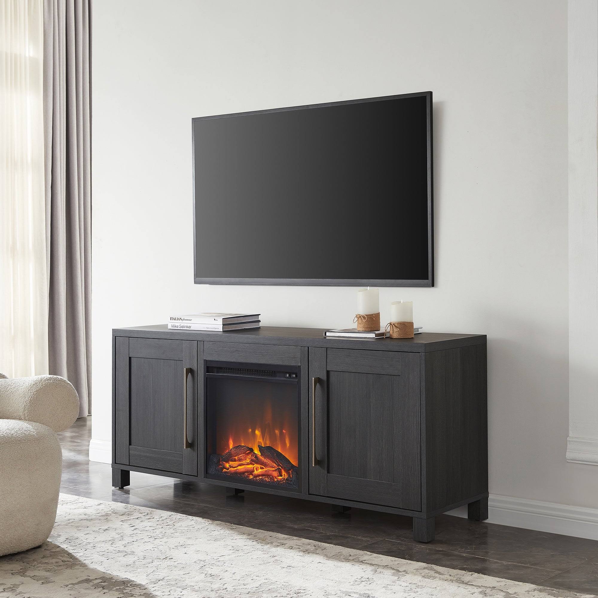 Chabot Tv Stand With Log Fireplace - 58 - Gray 4FNQ4ZYF_UTZMD