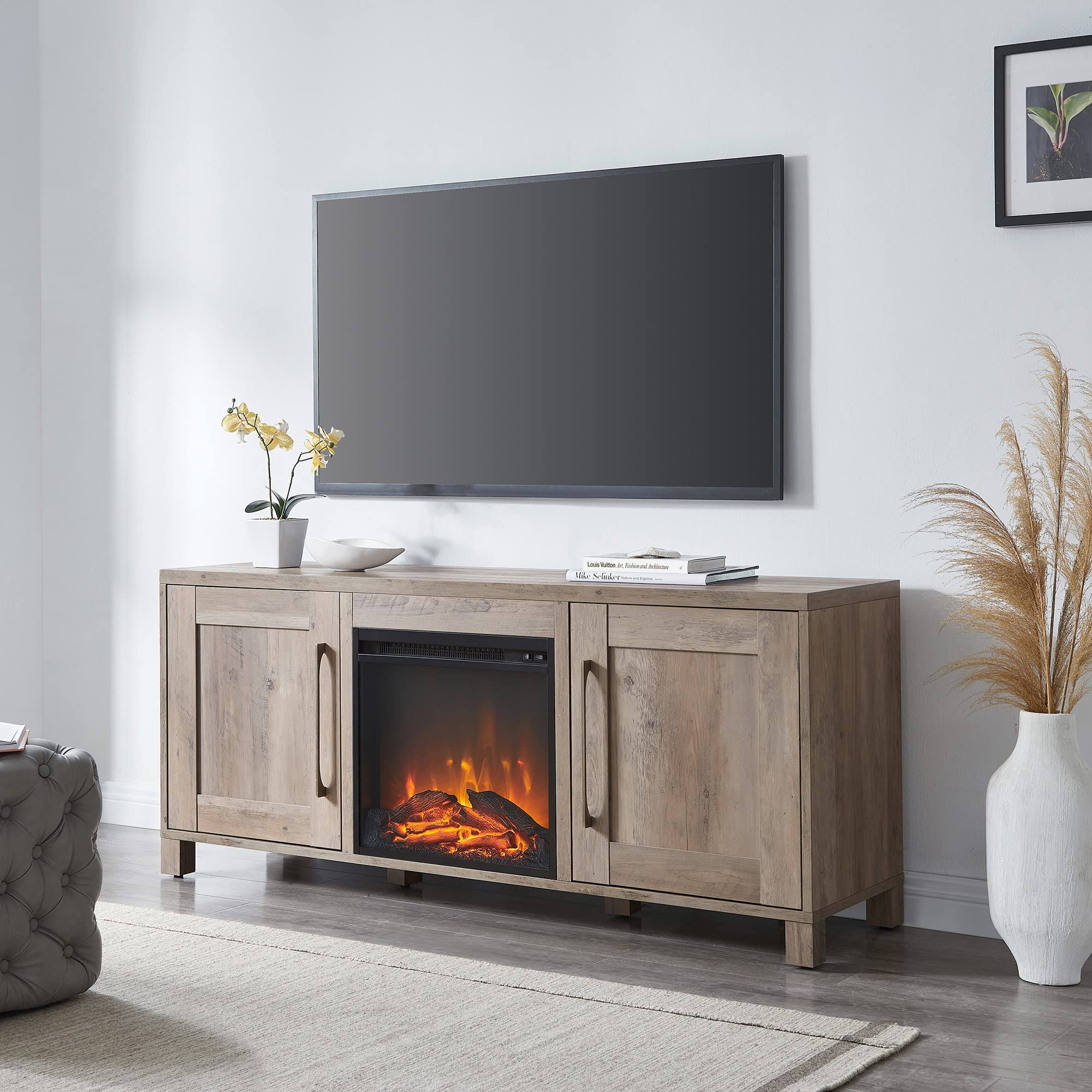 Chabot Tv Stand With Log Fireplace - 58 - Gray 4FNQ4ZYF_UTZMD