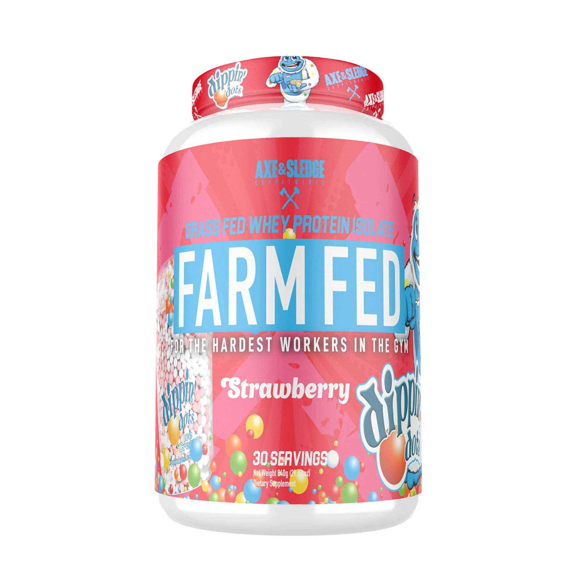 Axe & Sledge Farm Fed Grass Fed Whey Protein Isolate 30 Servings / Dippin' Dots Strawberry Ice 9MQACQHH_LA2LX