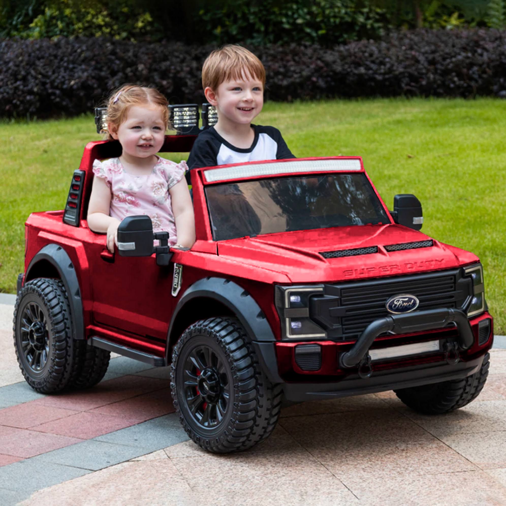 Ford F450 Two (2) Seater Ride On Kids Car 24v Truck W/ Remote, 3 Speeds, Leather Seat, Mp3 Music By Bluetooth, Fm Radio, Rubber Tires, Size: OWWXEBFA_Y9ATB