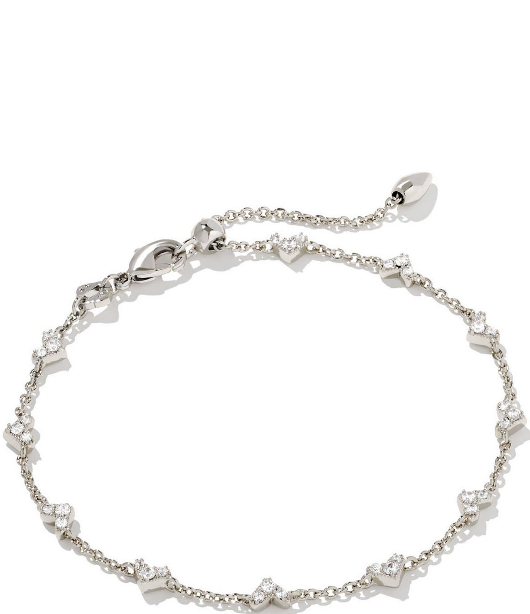 Kendra Scott Haven Heart Delicate Chain Bracelet Rhodium White WOVSS3J3_FSIYW