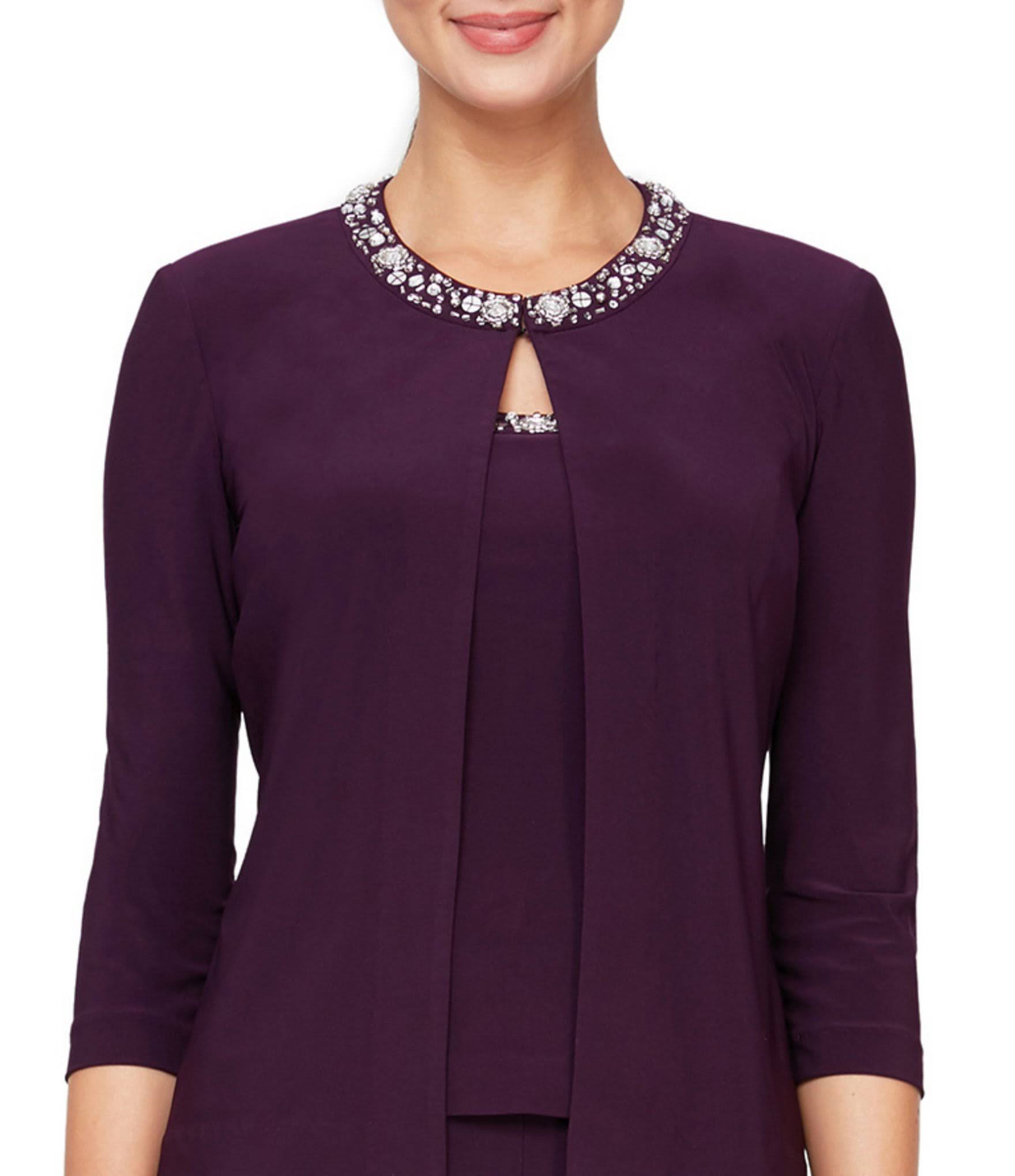 Alex Evenings Womens Embellished Jersey Dress With Jacket Navy DEGWI5IK_N2L9V