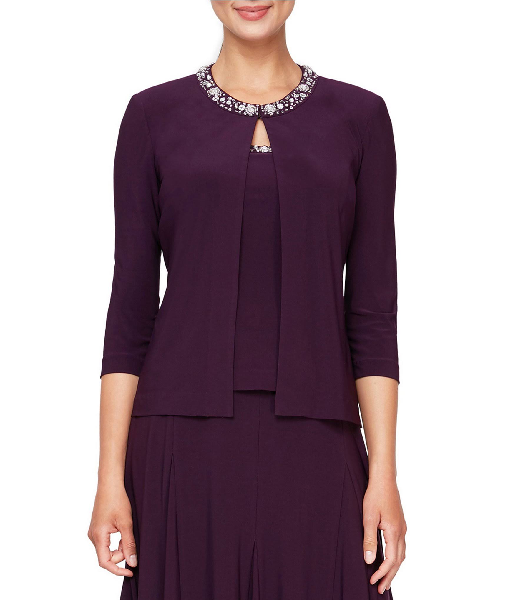 Alex Evenings Womens Embellished Jersey Dress With Jacket Navy DEGWI5IK_N2L9V