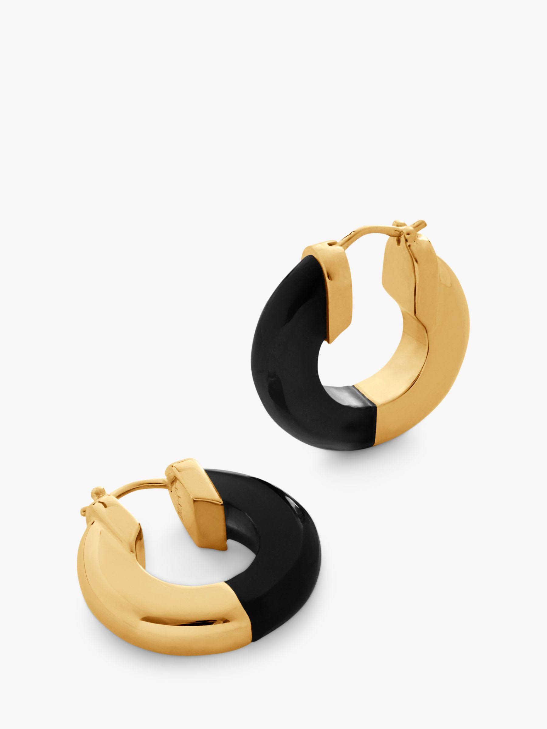 Monica Vinader X Kate Young Onyx Small Hoop Earrings In 18ct Gold Vermeil On BTCSMYW6_WMVOC
