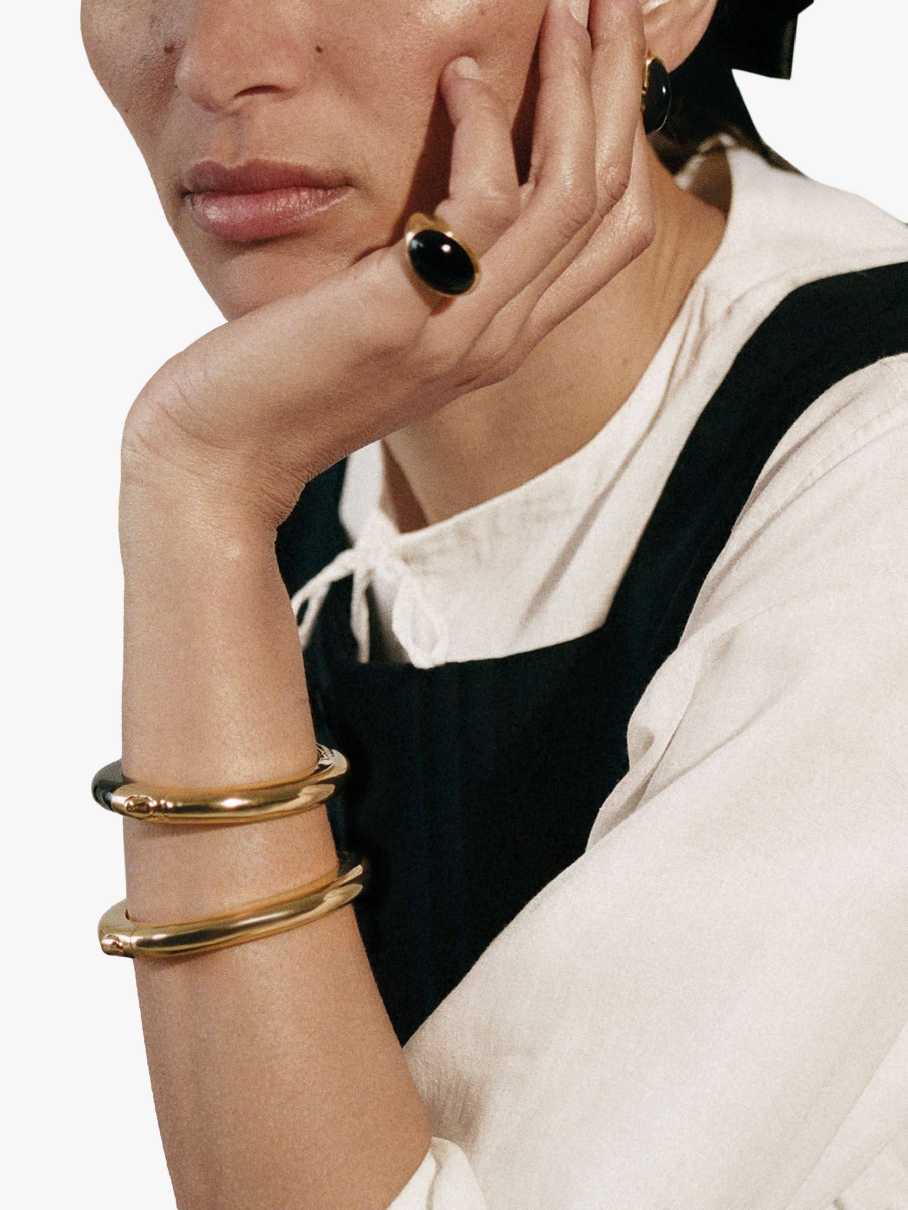Monica Vinader X Kate Young Onyx Small Hoop Earrings In 18ct Gold Vermeil On BTCSMYW6_WMVOC