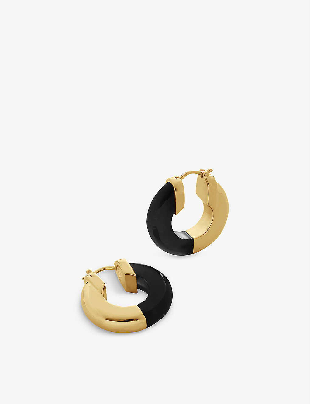 Monica Vinader X Kate Young Onyx Small Hoop Earrings In 18ct Gold Vermeil On BTCSMYW6_WMVOC