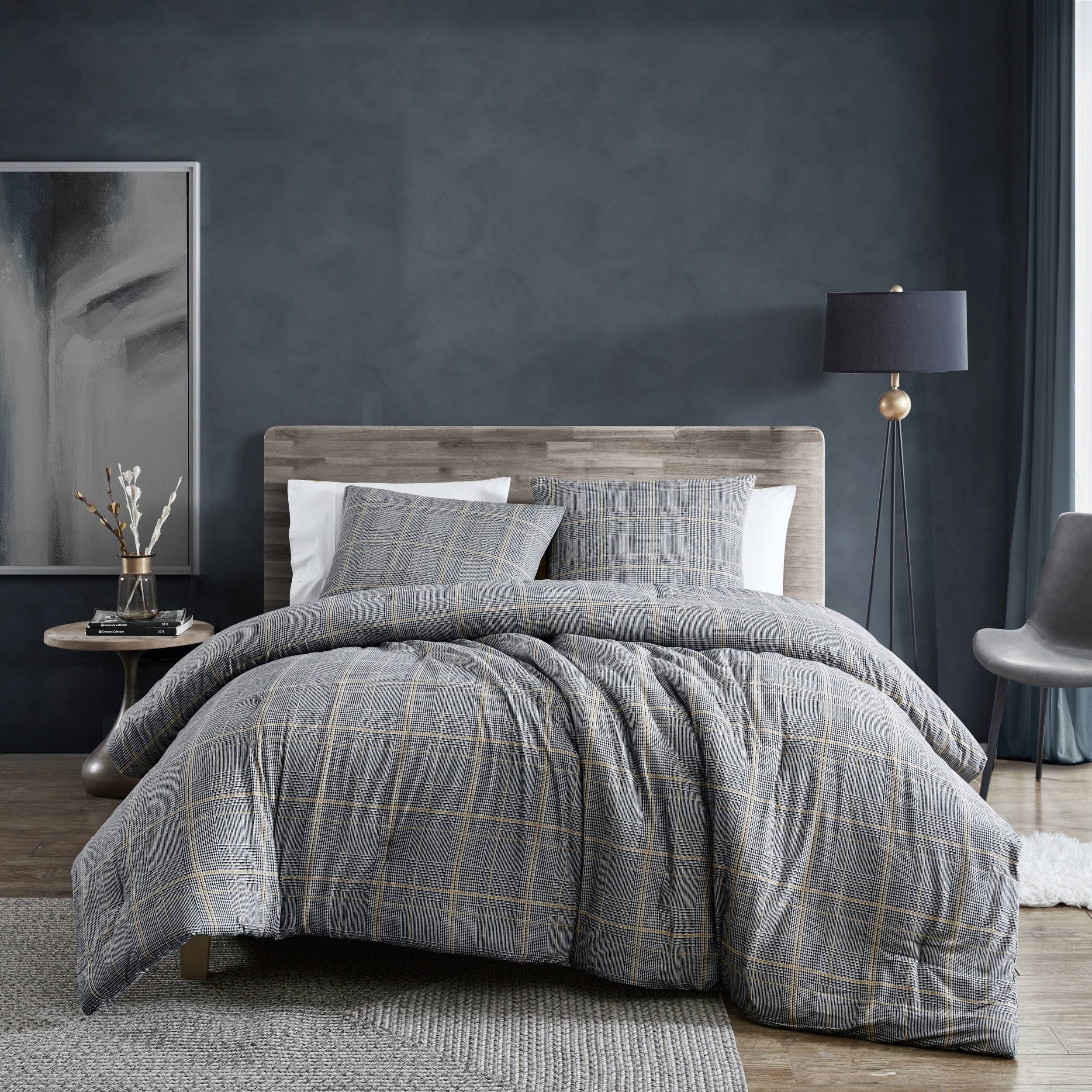 Kenneth Cole New York Sussex Cotton Flannel Comforter Set, Full/Queen - Khaki LETZYWUO_JT1JN
